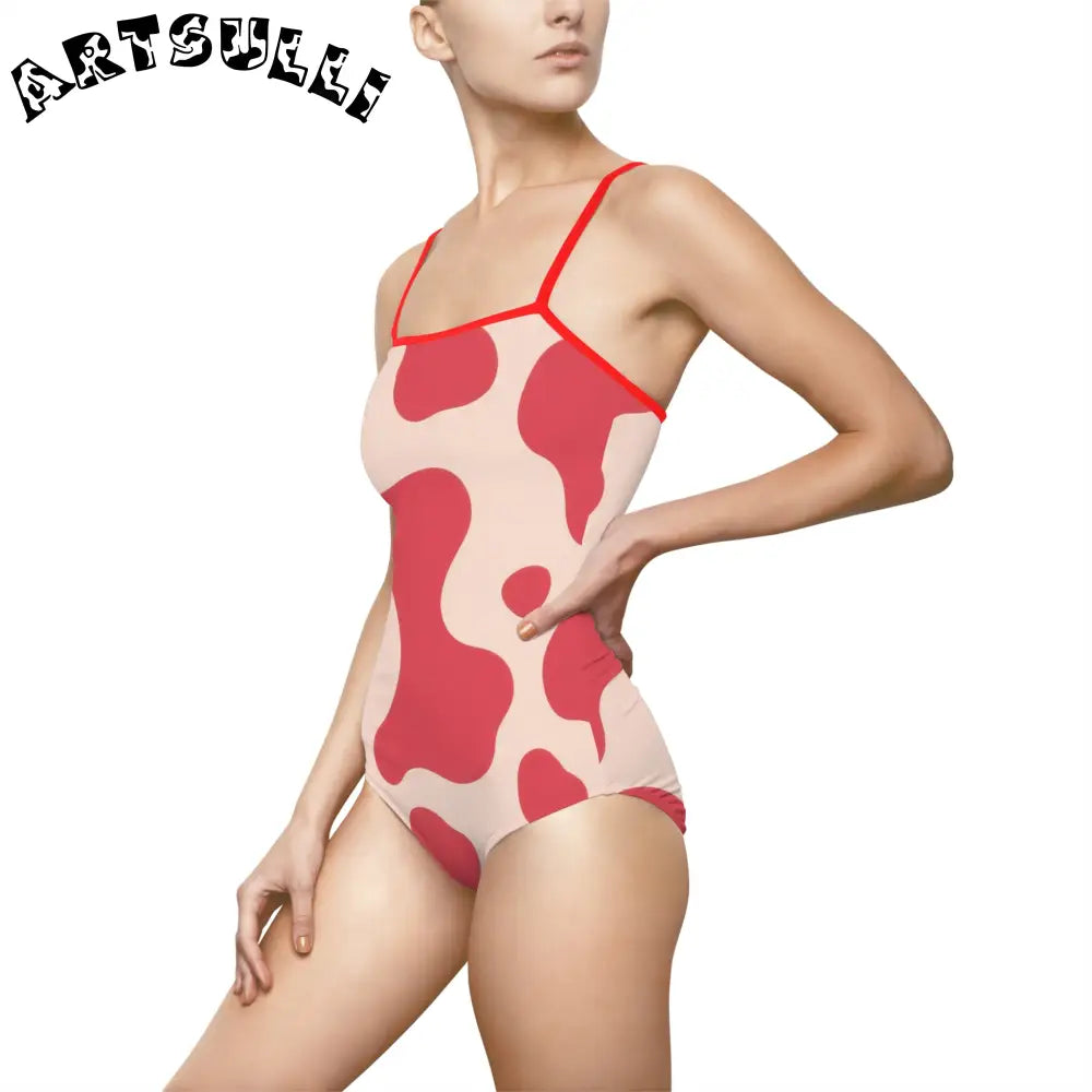 JAKKOUTTHEBXX Red Lava Illustration Printed One-Piece Swimsuit 2025