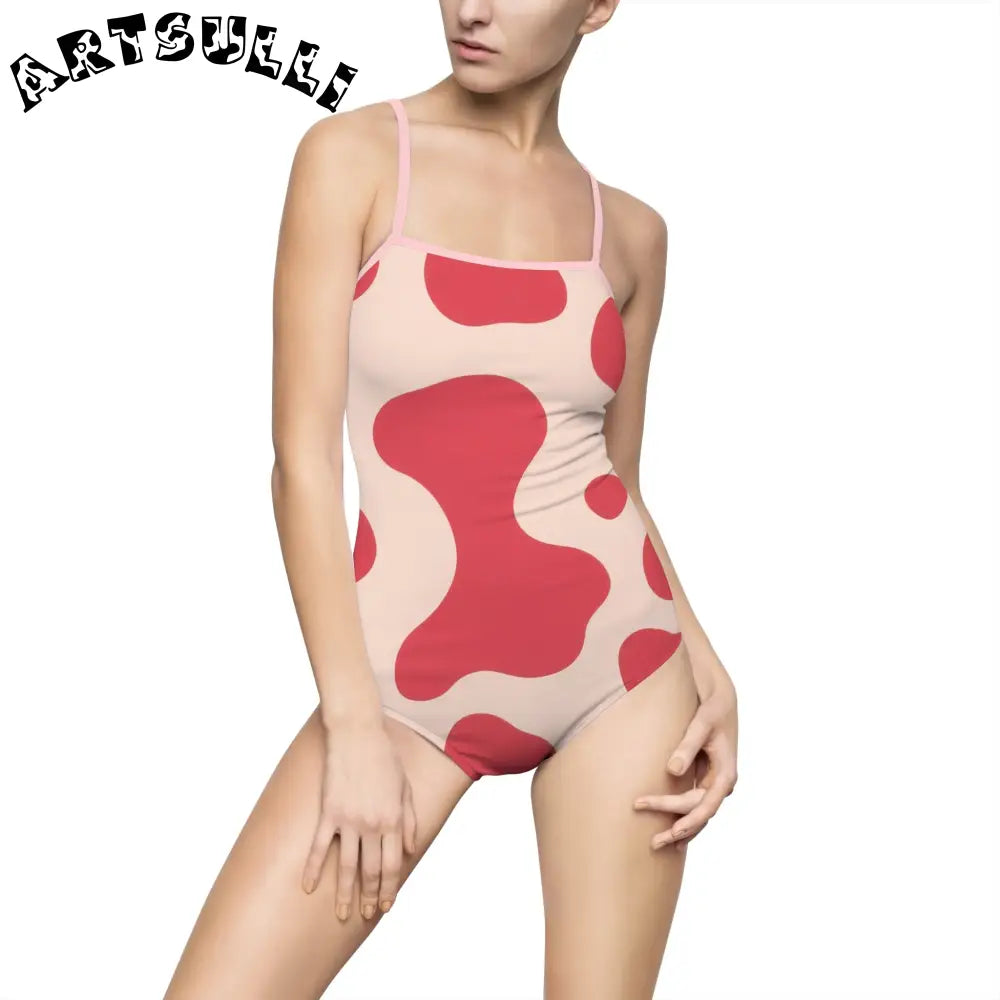 JAKKOUTTHEBXX Red Lava Illustration Printed One-Piece Swimsuit 2025