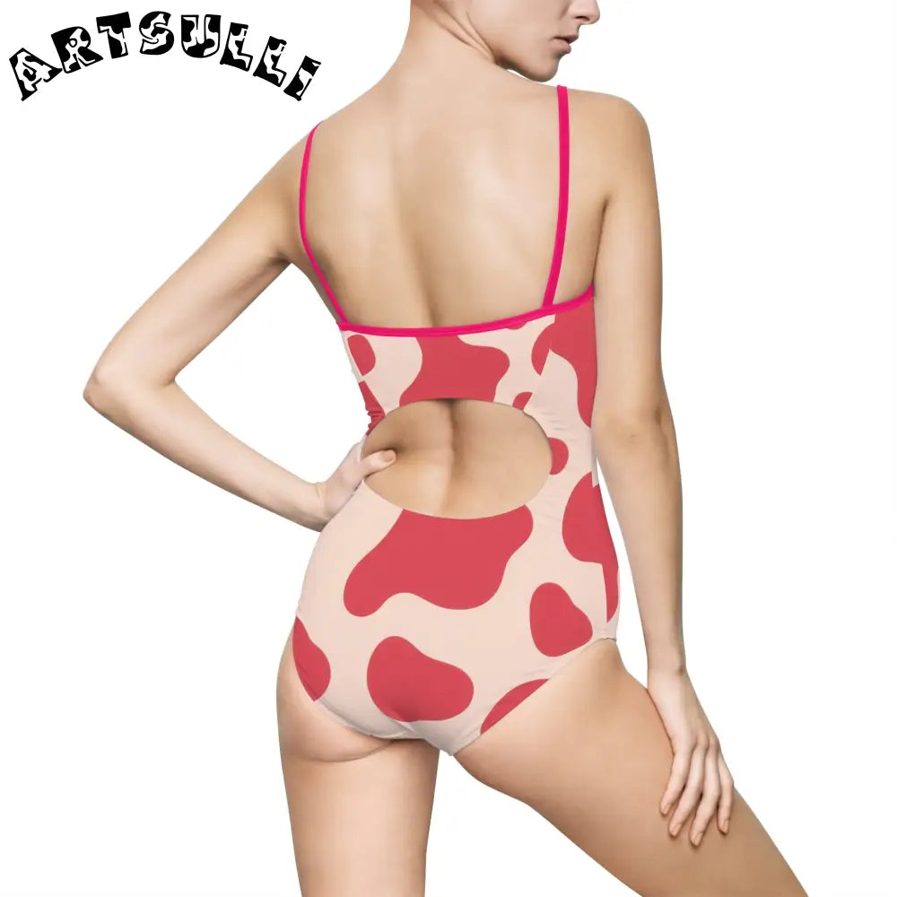 JAKKOUTTHEBXX Red Lava Illustration Printed One-Piece Swimsuit 2025