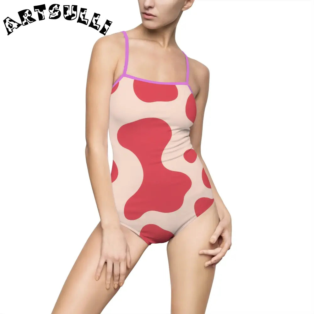 JAKKOUTTHEBXX Red Lava Illustration Printed One-Piece Swimsuit 2025