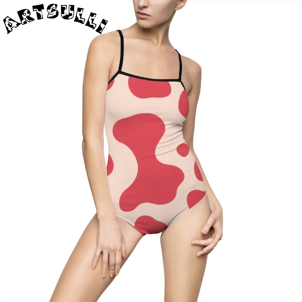 JAKKOUTTHEBXX Red Lava Illustration Printed One-Piece Swimsuit 2025