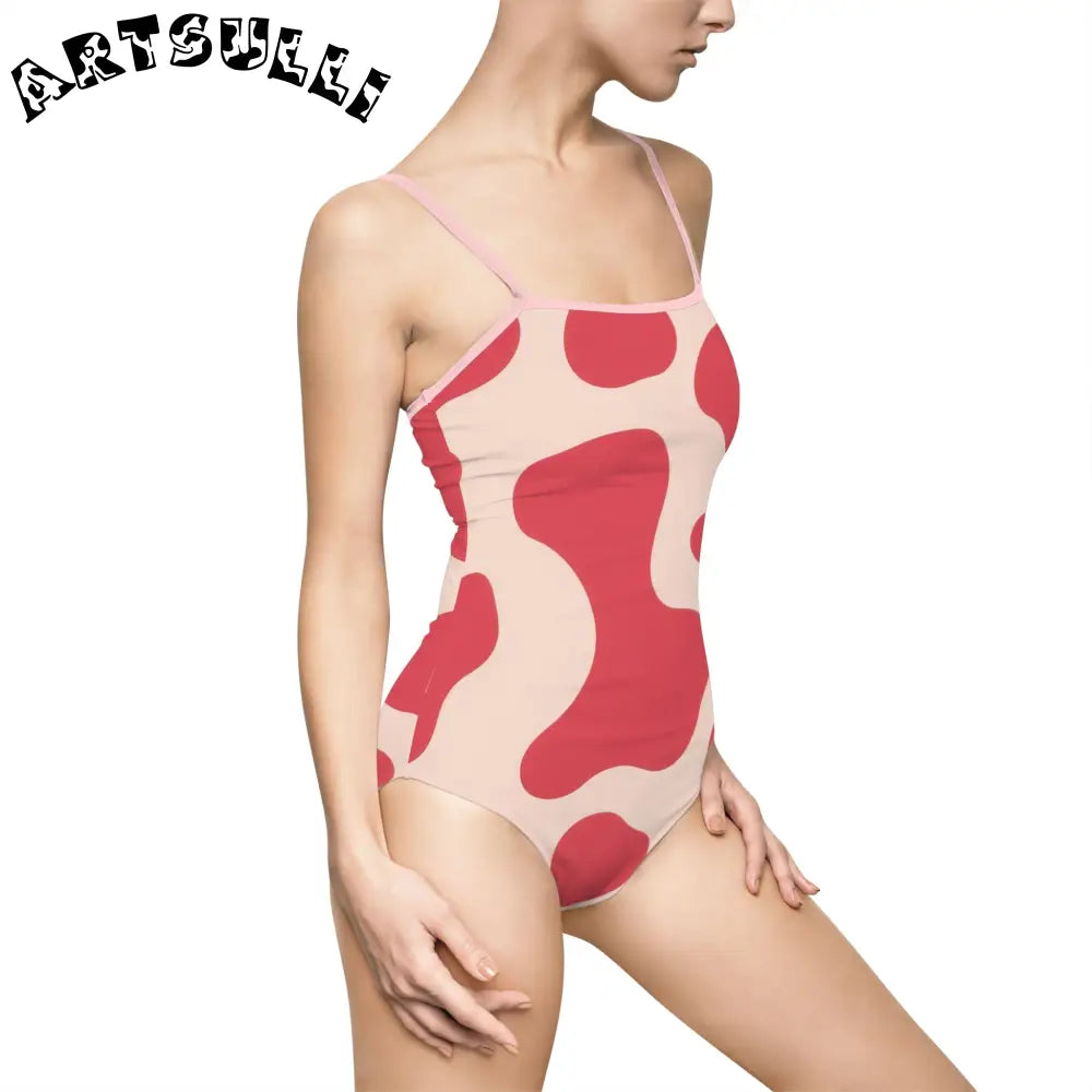 JAKKOUTTHEBXX Red Lava Illustration Printed One-Piece Swimsuit 2025