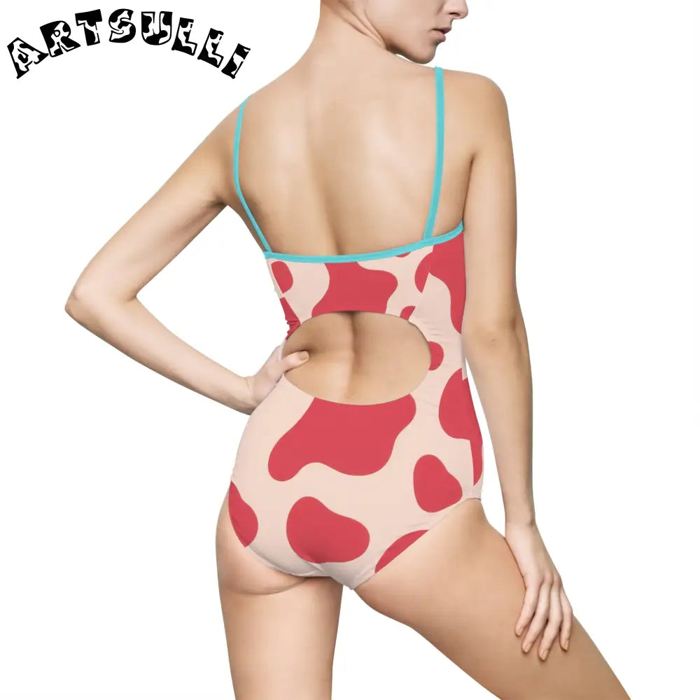 JAKKOUTTHEBXX Red Lava Illustration Printed One-Piece Swimsuit 2025