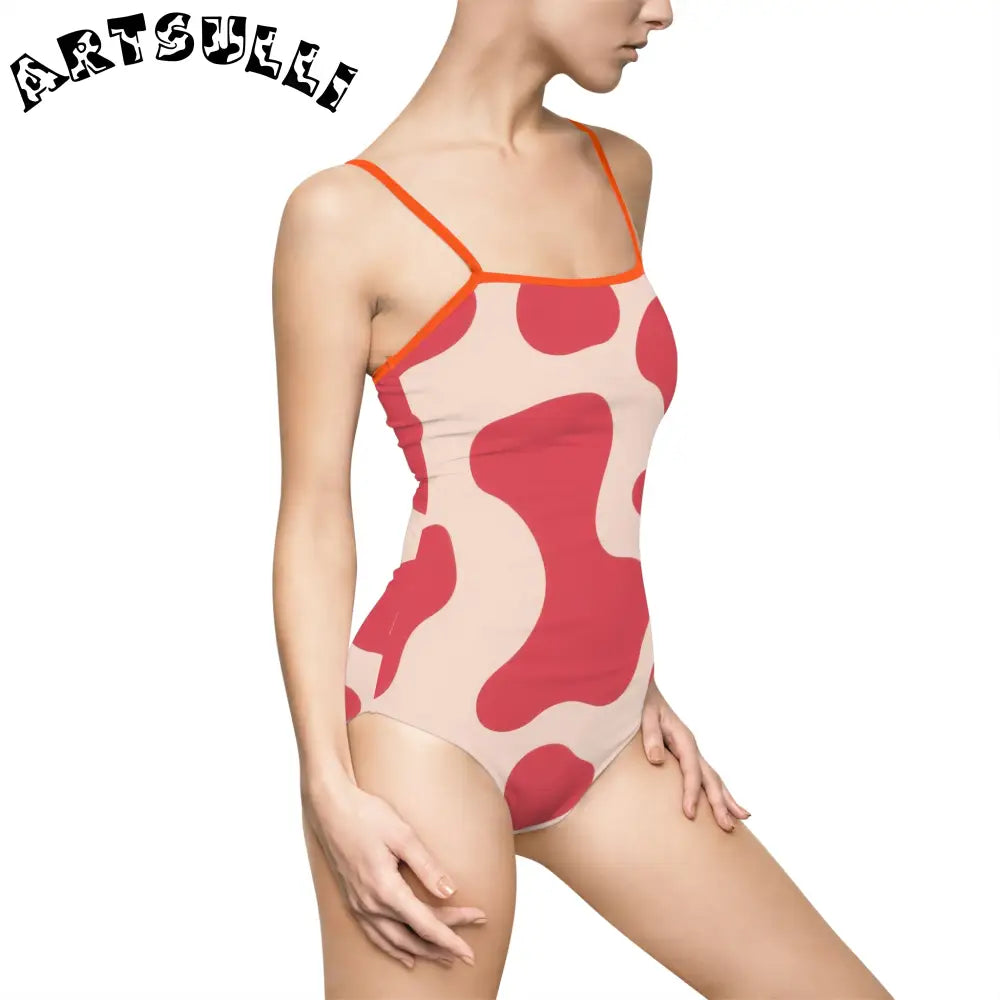 JAKKOUTTHEBXX Red Lava Illustration Printed One-Piece Swimsuit 2025