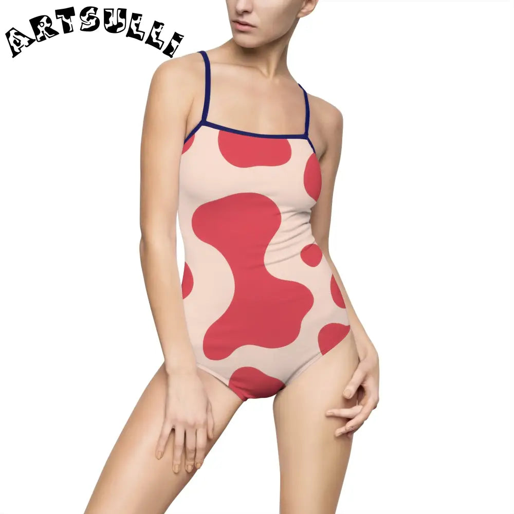 JAKKOUTTHEBXX Red Lava Illustration Printed One-Piece Swimsuit 2025