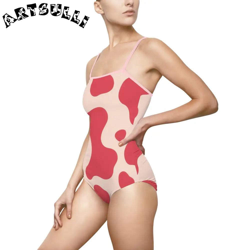 JAKKOUTTHEBXX Red Lava Illustration Printed One-Piece Swimsuit 2025