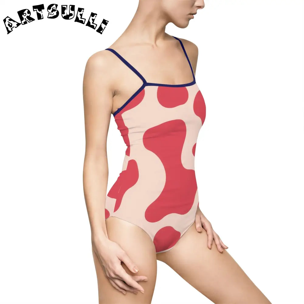 JAKKOUTTHEBXX Red Lava Illustration Printed One-Piece Swimsuit 2025