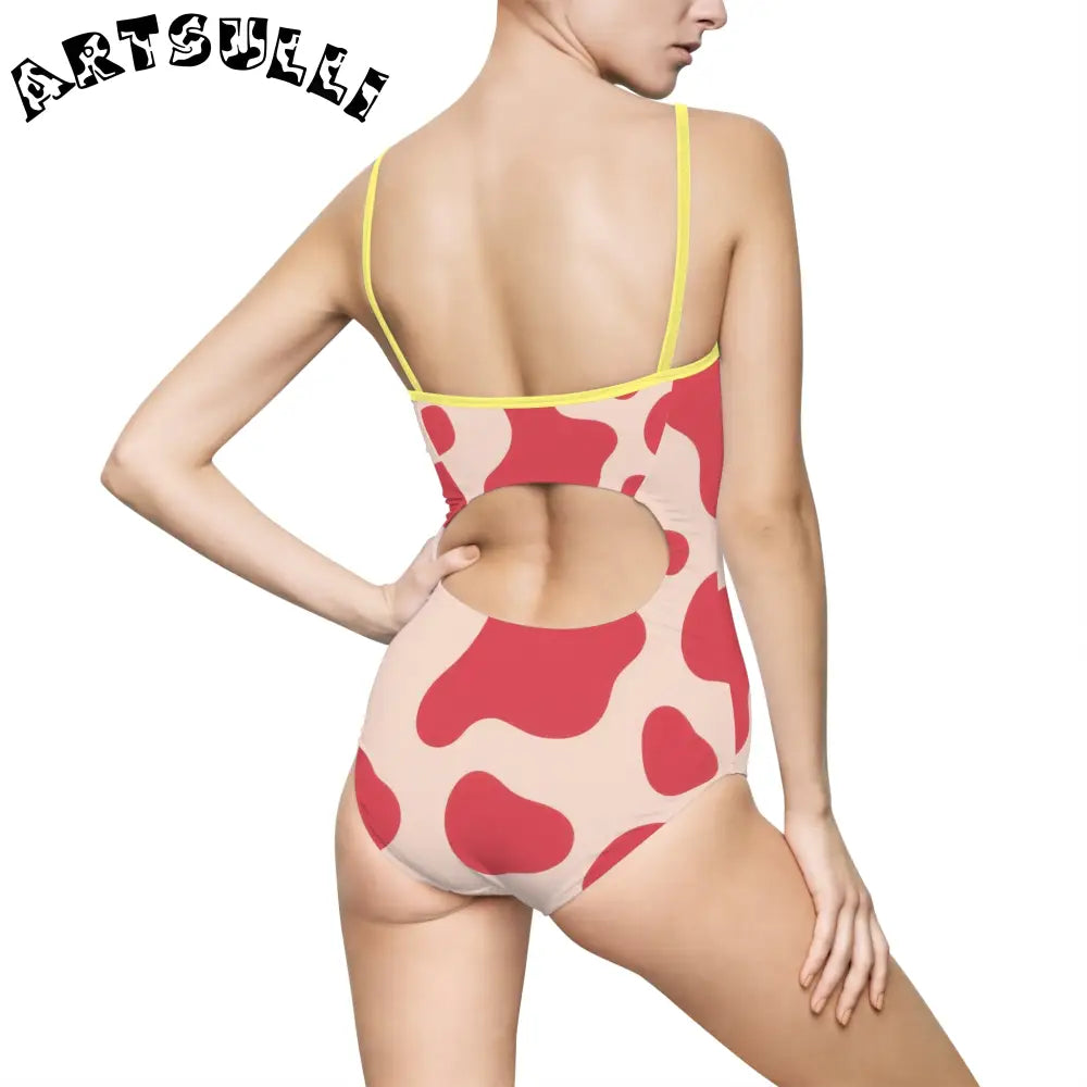 JAKKOUTTHEBXX Red Lava Illustration Printed One-Piece Swimsuit 2025