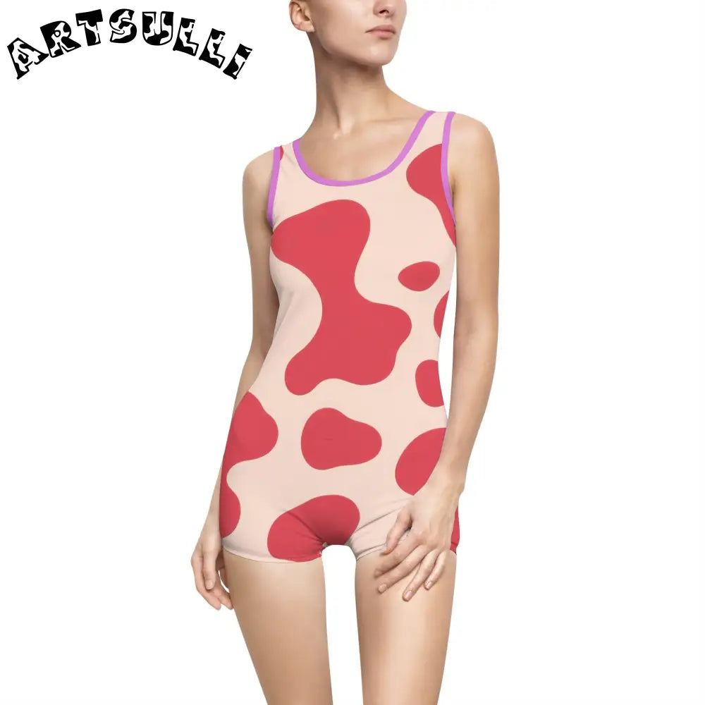 JAKKOUTTHEBXX Red Cow Print One-Piece Swimsuit 2025