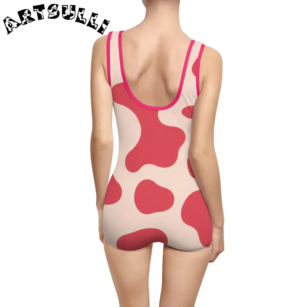 JAKKOUTTHEBXX Red Cow Print One-Piece Swimsuit 2025
