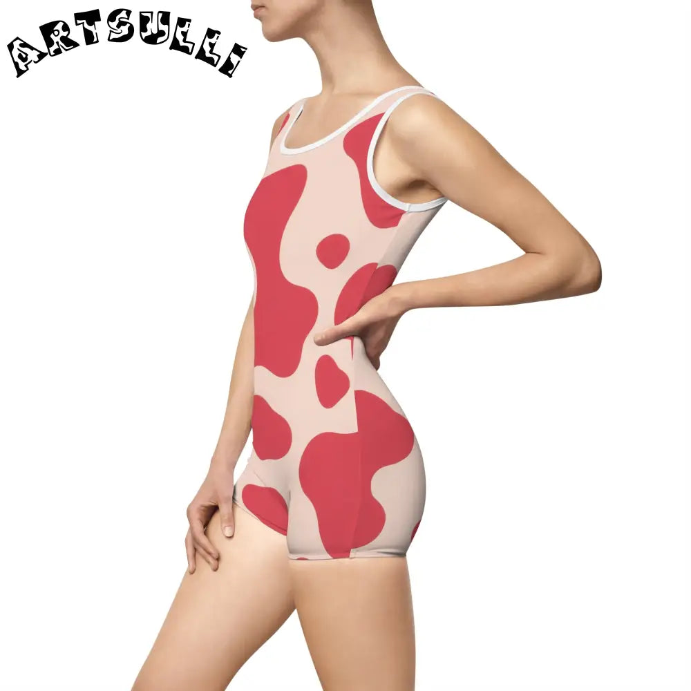 JAKKOUTTHEBXX Red Cow Print One-Piece Swimsuit 2025