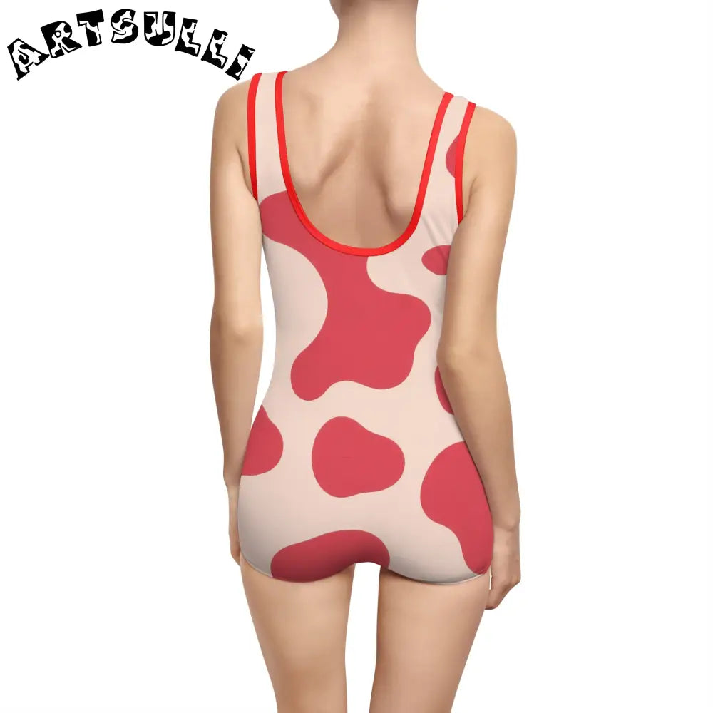 JAKKOUTTHEBXX Red Cow Print One-Piece Swimsuit 2025
