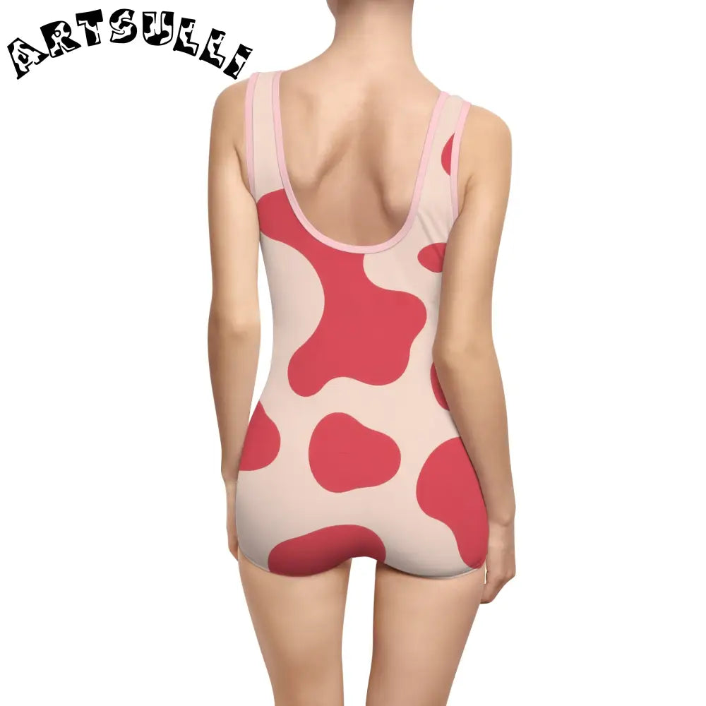 JAKKOUTTHEBXX Red Cow Print One-Piece Swimsuit 2025