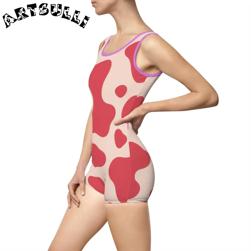 JAKKOUTTHEBXX Red Cow Print One-Piece Swimsuit 2025