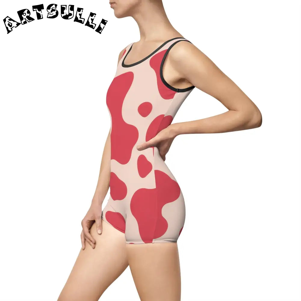 JAKKOUTTHEBXX Red Cow Print One-Piece Swimsuit 2025