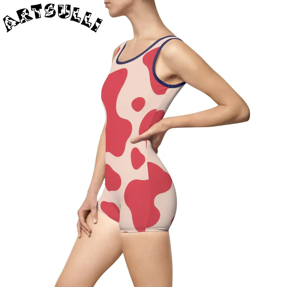 JAKKOUTTHEBXX Red Cow Print One-Piece Swimsuit 2025