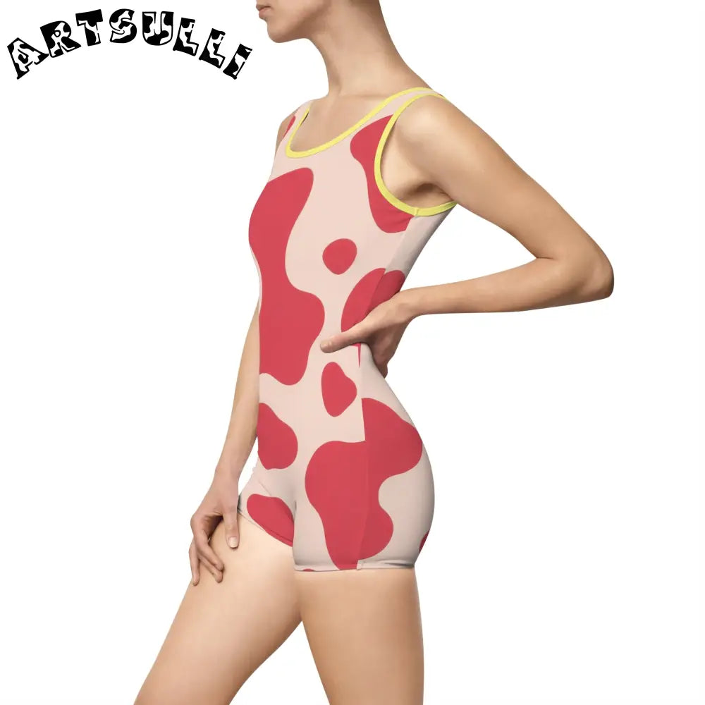 JAKKOUTTHEBXX Red Cow Print One-Piece Swimsuit 2025