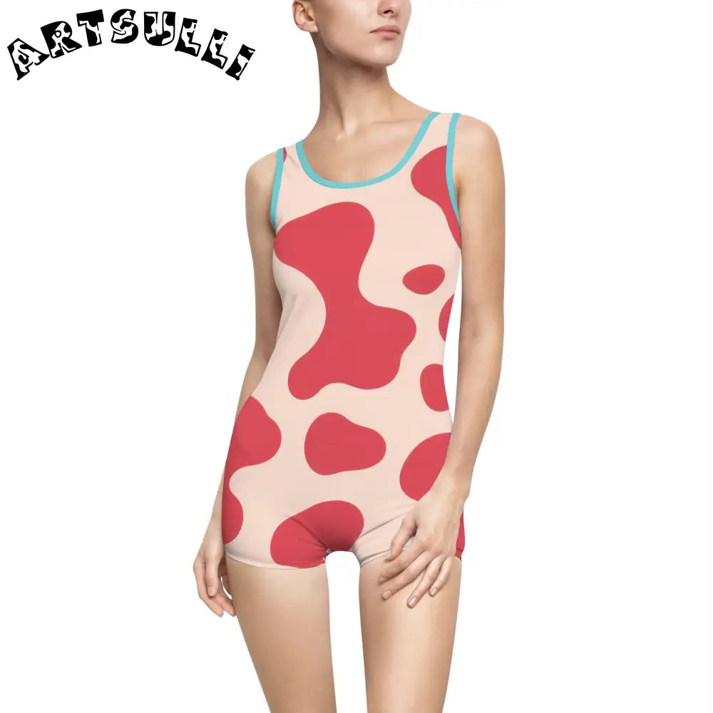 JAKKOUTTHEBXX Red Cow Print One-Piece Swimsuit 2025