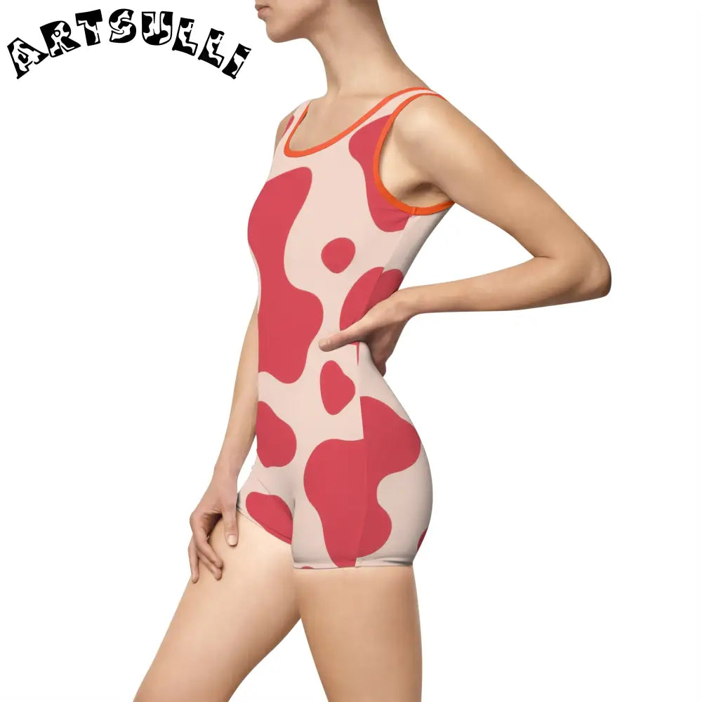 JAKKOUTTHEBXX Red Cow Print One-Piece Swimsuit 2025
