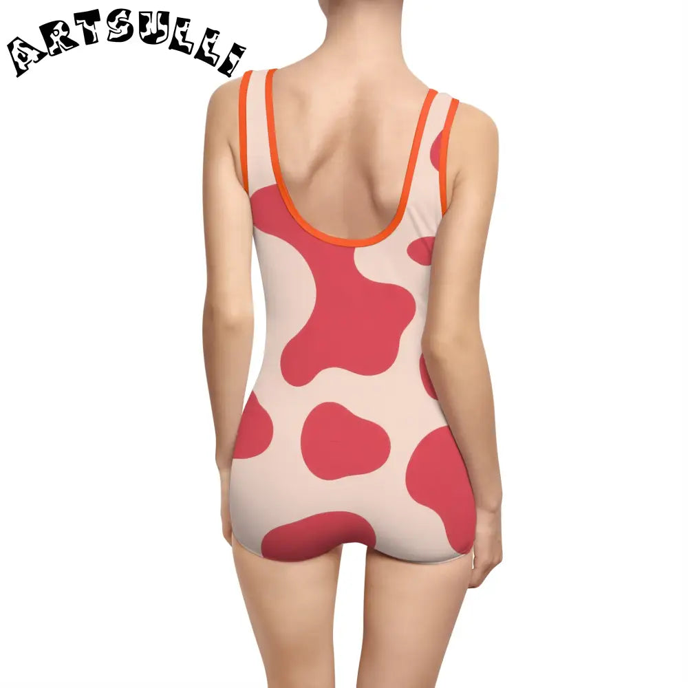 JAKKOUTTHEBXX Red Cow Print One-Piece Swimsuit 2025
