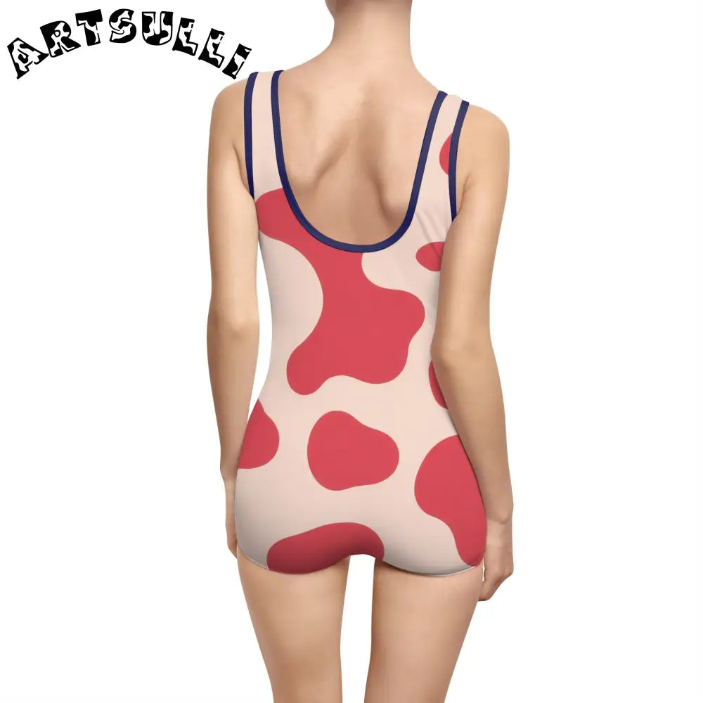 JAKKOUTTHEBXX Red Cow Print One-Piece Swimsuit 2025