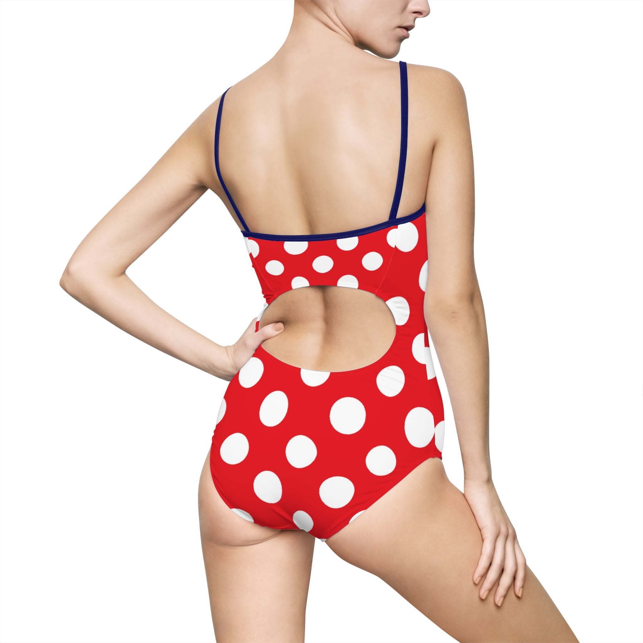 Red Polka Dot Cutout One Piece Swimsuit, Artsulli - Art is Long, Life is Short, All Over Prints, , , , , , , 