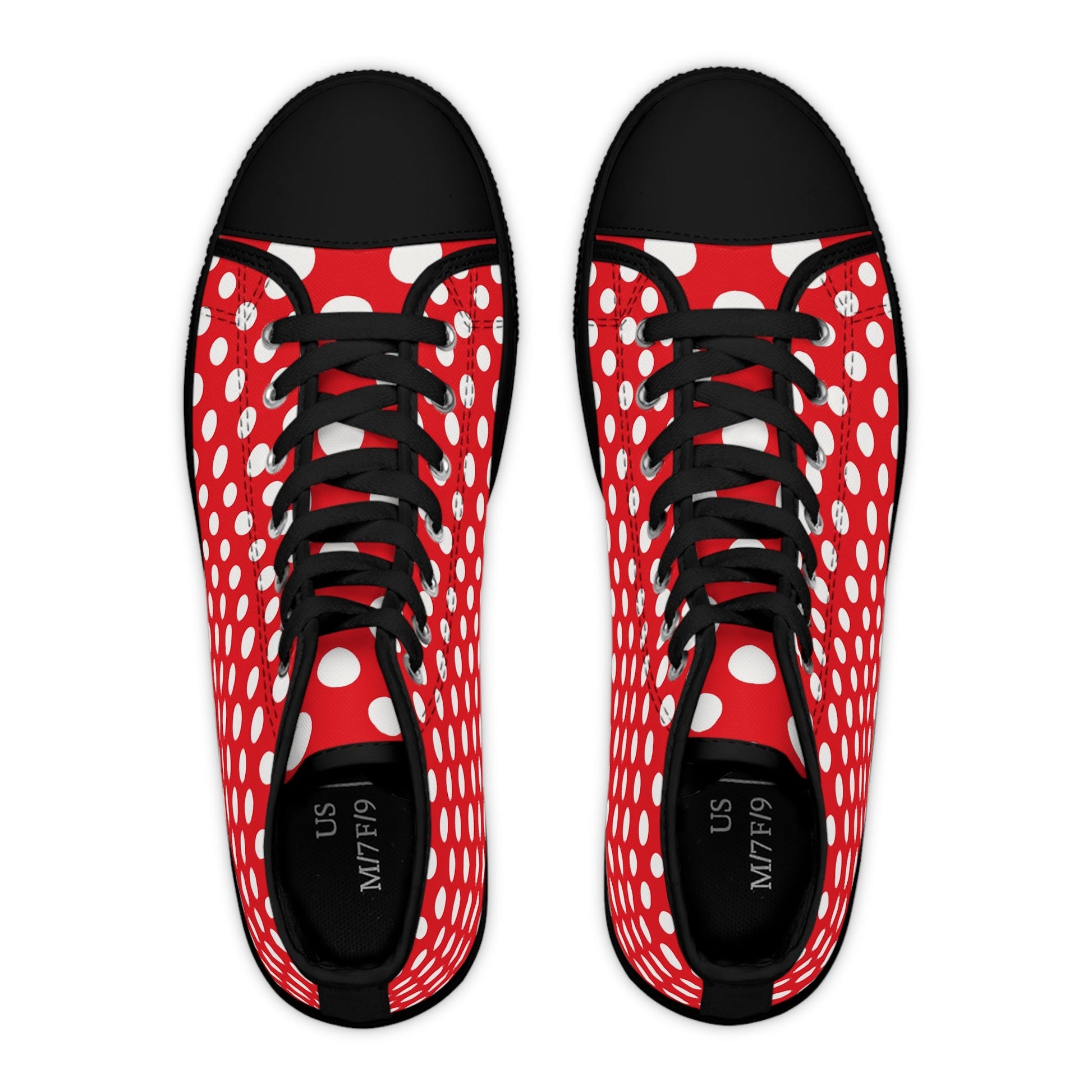 Red Polka Dot High Top Sneakers, Artsulli - Art is Long, Life is Short, Shoes, , , , , , , 