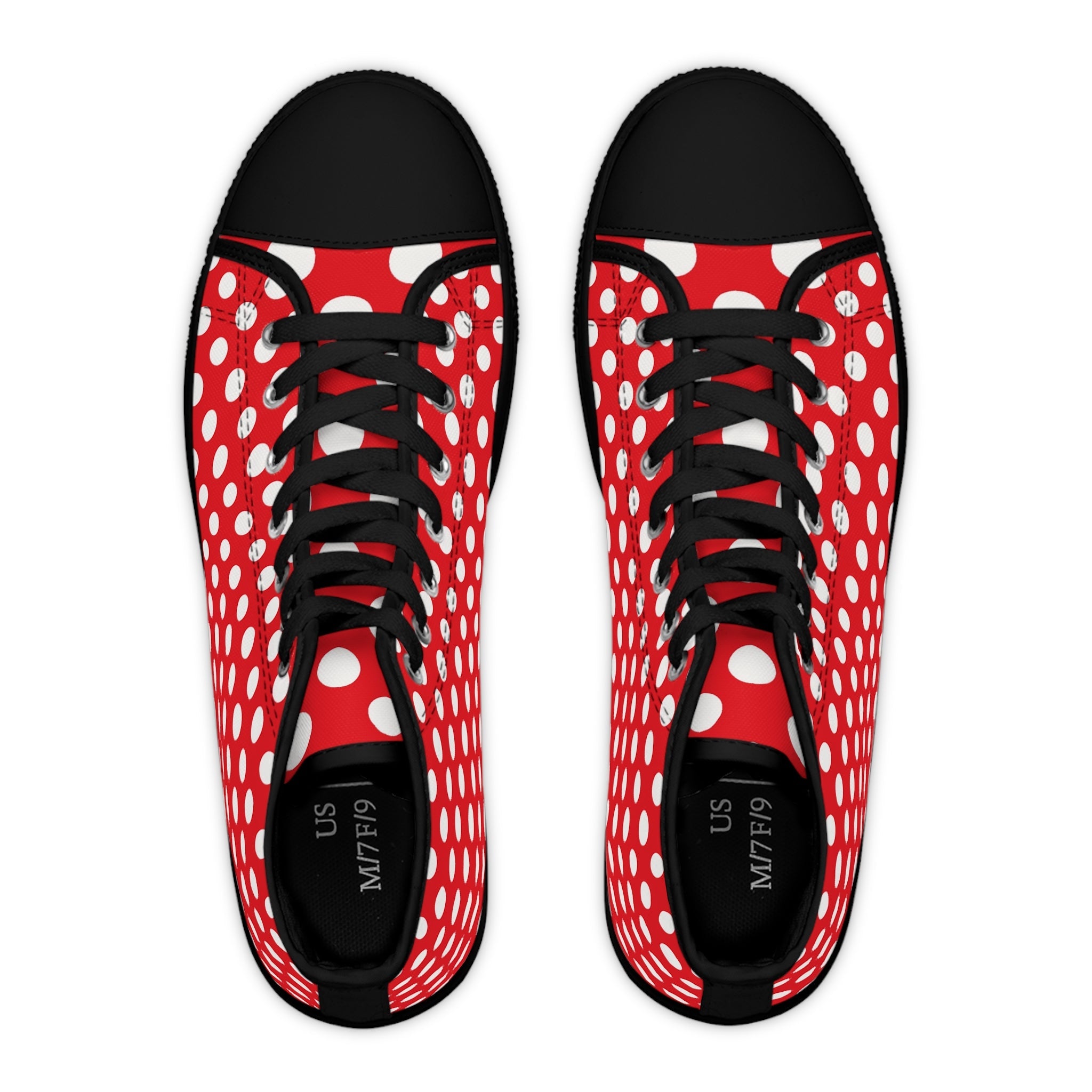 Red Polka Dot High Top Sneakers, Artsulli - Art is Long, Life is Short, Shoes, , , , , , , 