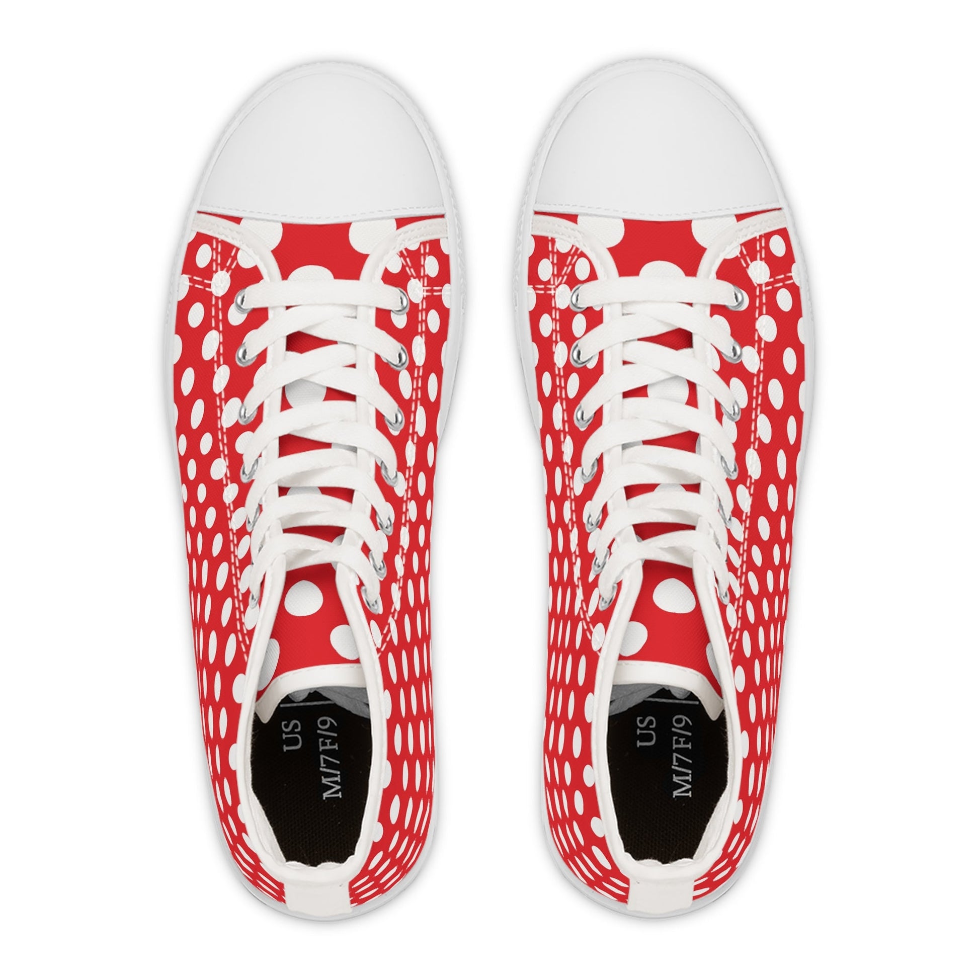 Red Polka Dot High Top Sneakers, Artsulli - Art is Long, Life is Short, Shoes, , , , , , , 