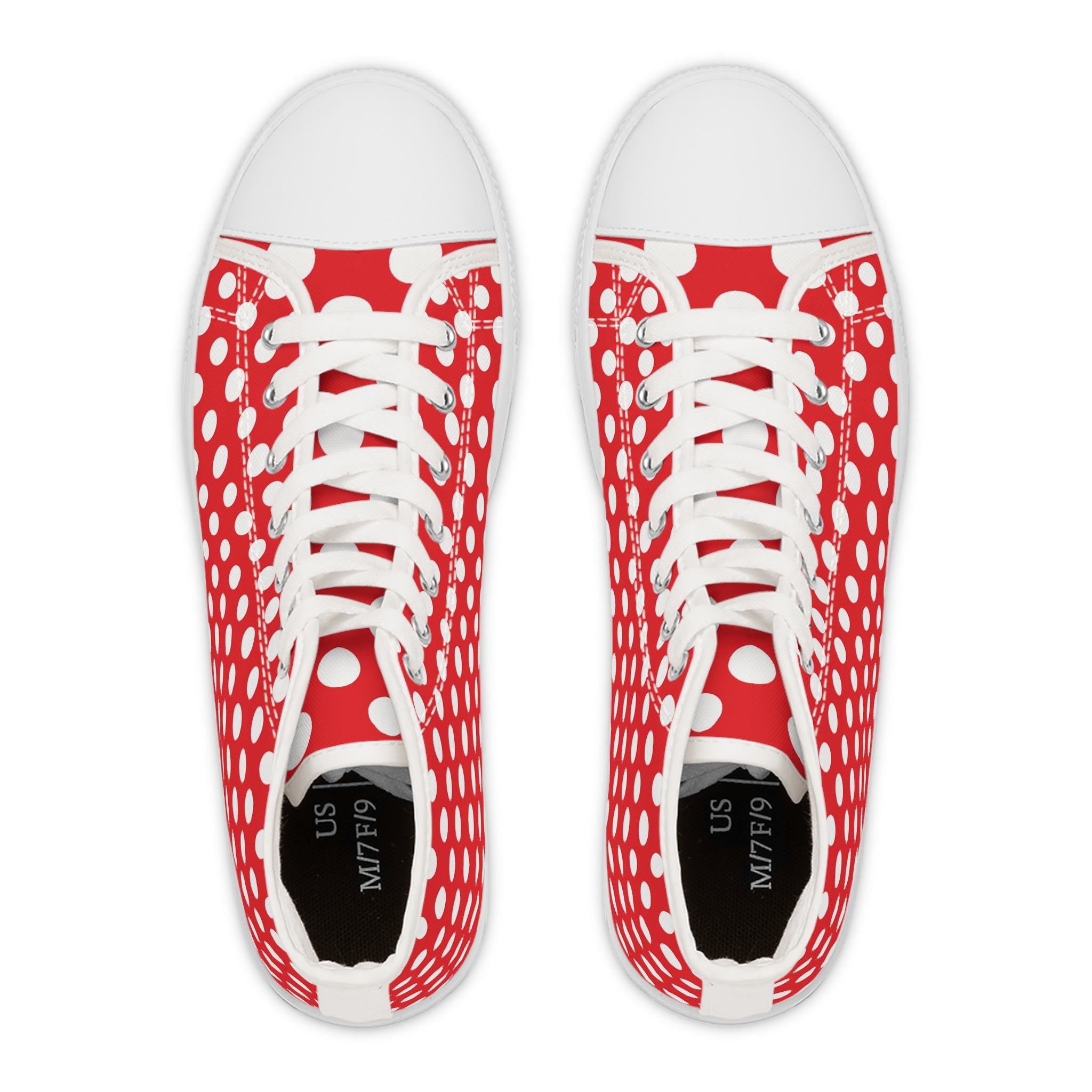 Red Polka Dot High Top Sneakers, Artsulli - Art is Long, Life is Short, Shoes, , , , , , , 
