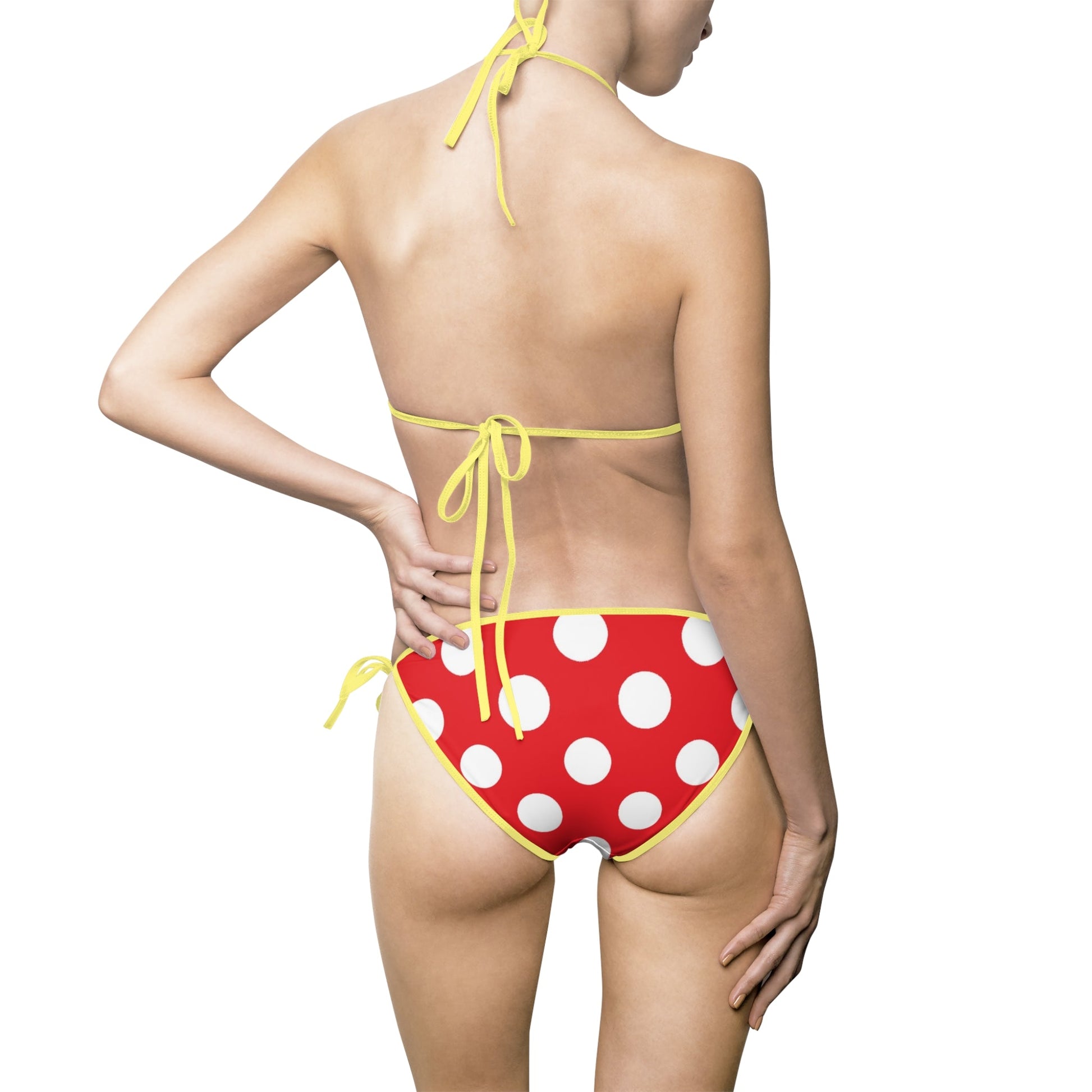 Red Polka Dot String Bikini Swimsuit, Artsulli - Art is Long, Life is Short, All Over Prints, , , , , , , 