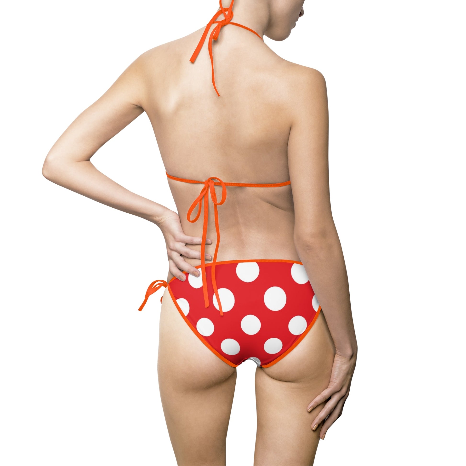 Red Polka Dot String Bikini Swimsuit, Artsulli - Art is Long, Life is Short, All Over Prints, , , , , , , 