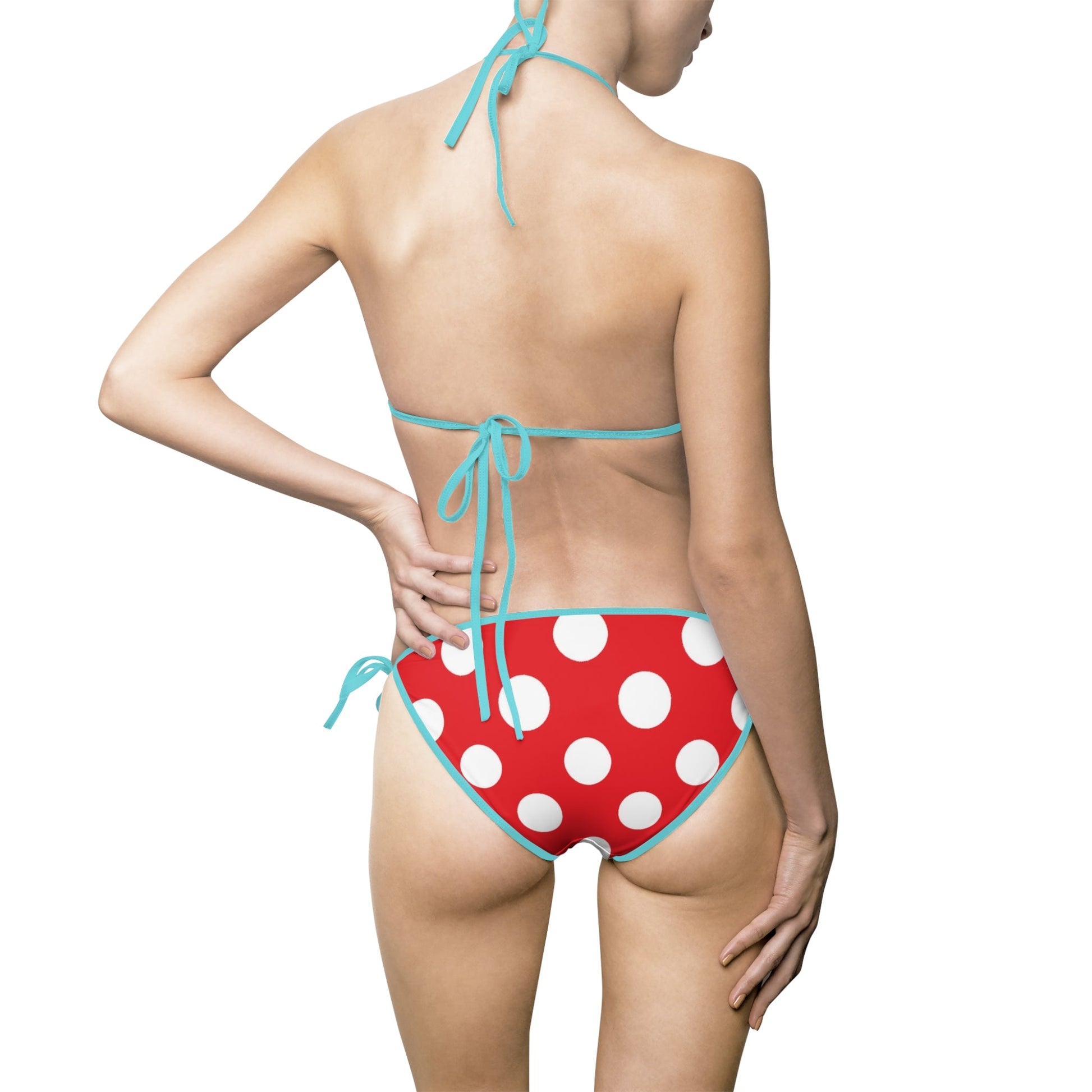 Red Polka Dot String Bikini Swimsuit, Artsulli - Art is Long, Life is Short, All Over Prints, , , , , , , 