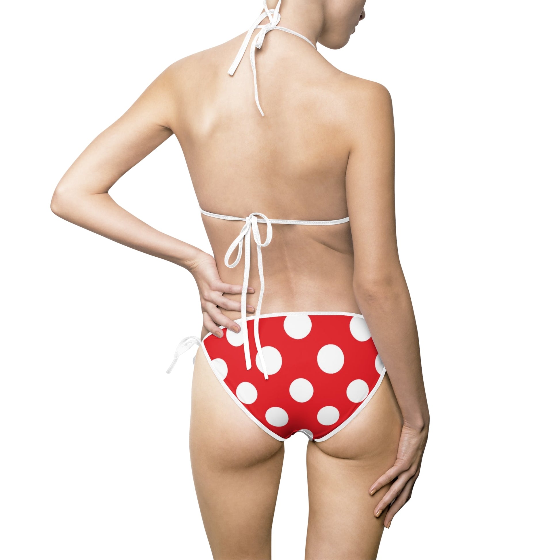 Red Polka Dot String Bikini Swimsuit, Artsulli - Art is Long, Life is Short, All Over Prints, , , , , , , 