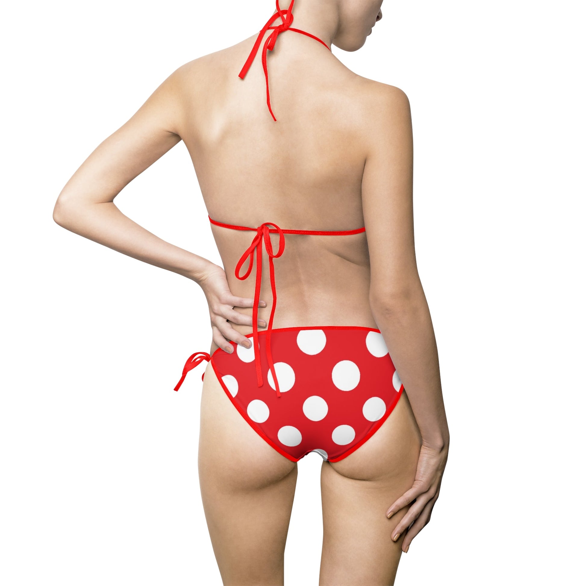 Red Polka Dot String Bikini Swimsuit, Artsulli - Art is Long, Life is Short, All Over Prints, , , , , , , 