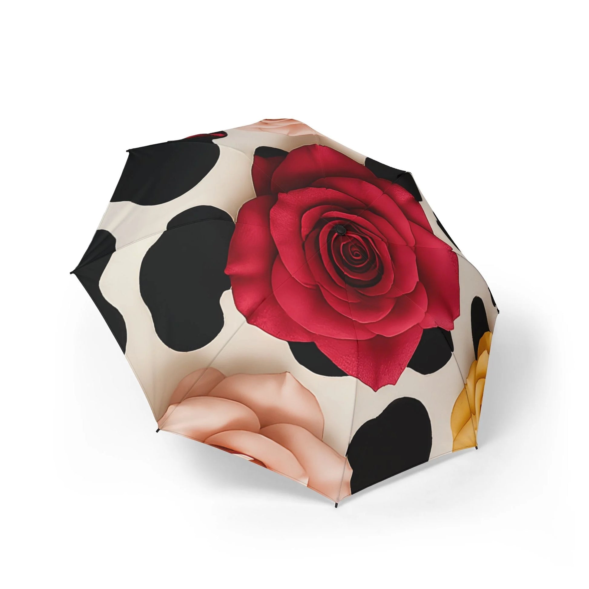 Printify Red Rose and Cow Print Umbrella 2025