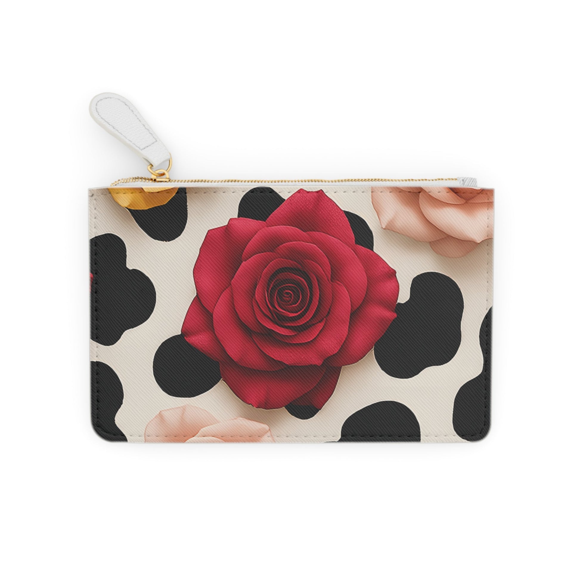 Red Rose Cow Print Clutch Bag, Artsulli - Art is Long, Life is Short, Bags, , , , , , , 