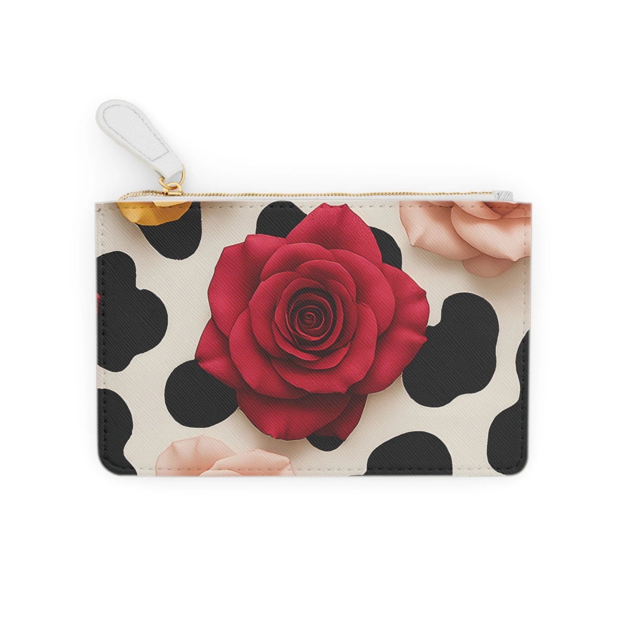 Printify Red Rose Cow Print Clutch Bag 2025