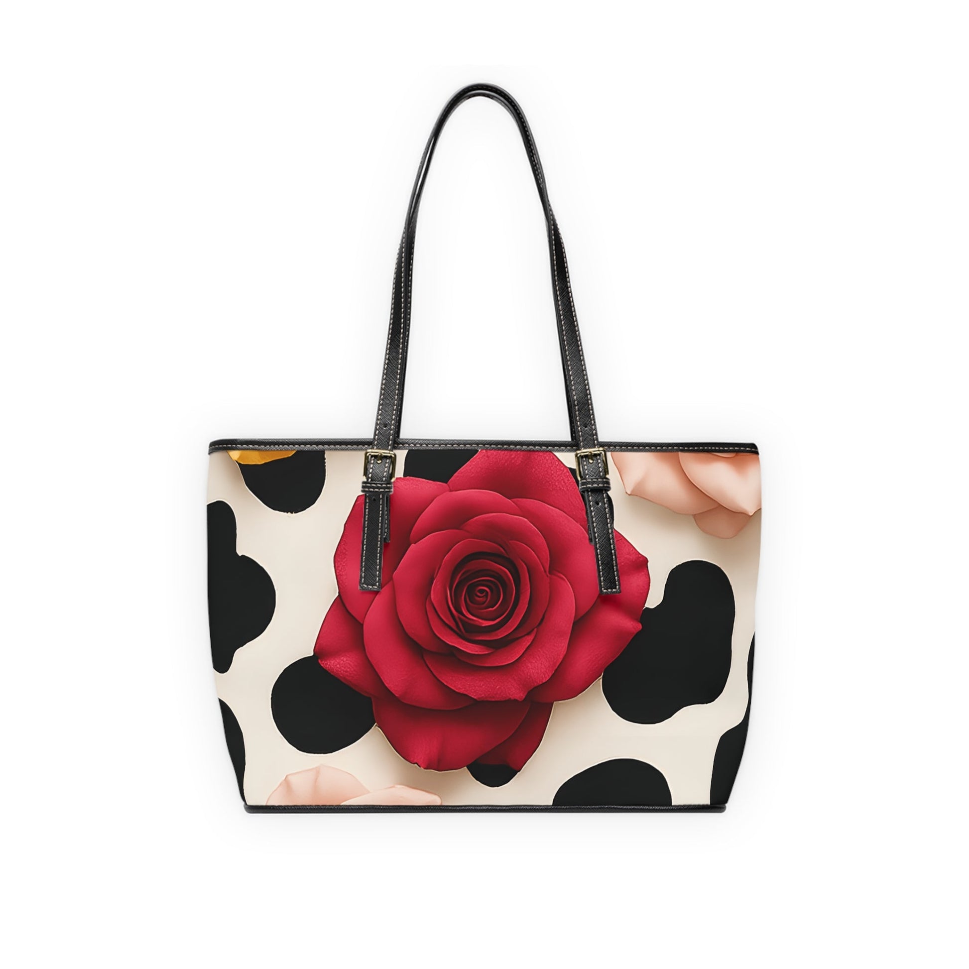 Red Rose Cow Print Shoulder Bag, Artsulli - Art is Long, Life is Short, Bags, , , , , , , 
