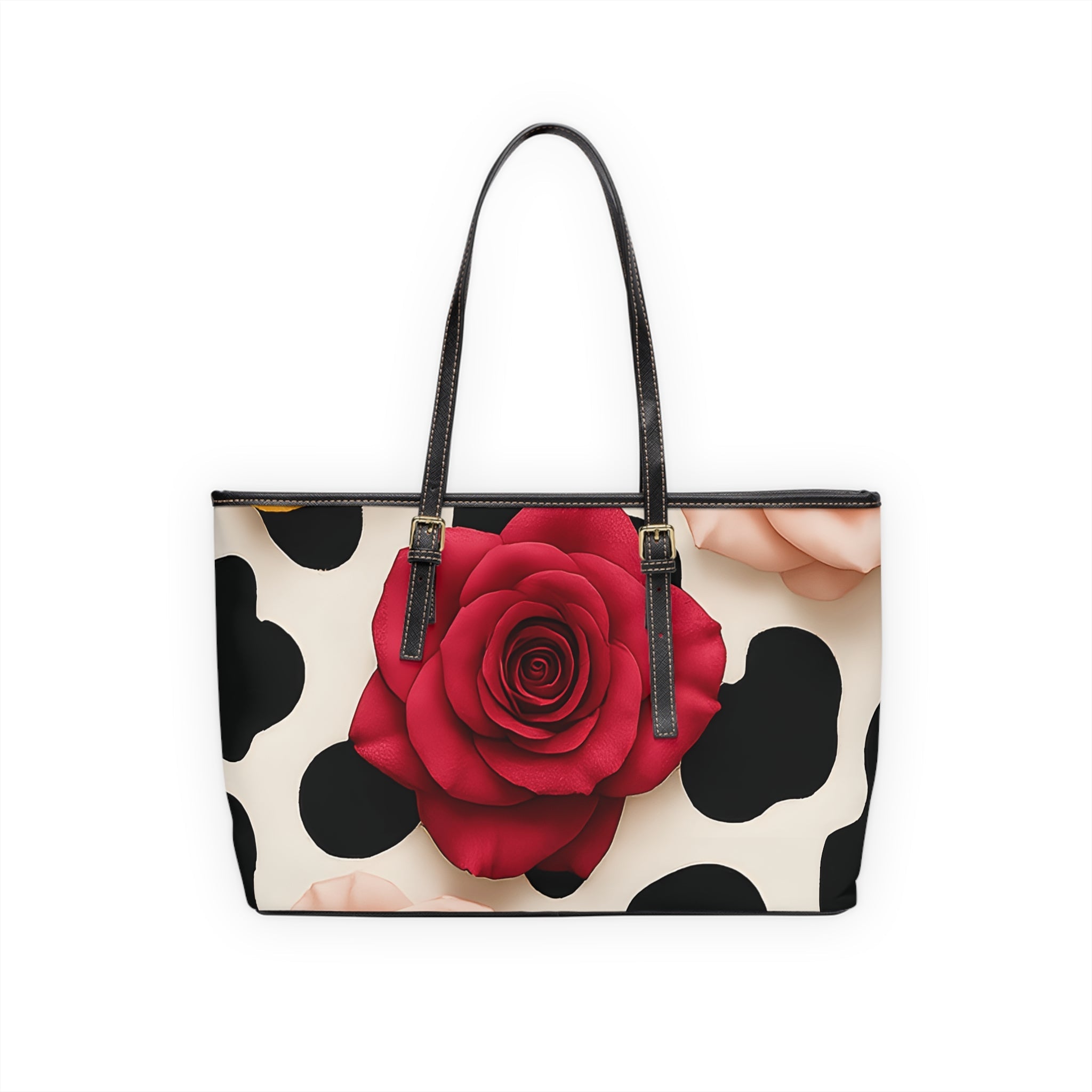 Red Rose Cow Print Shoulder Bag, Artsulli - Art is Long, Life is Short, Bags, , , , , , , 