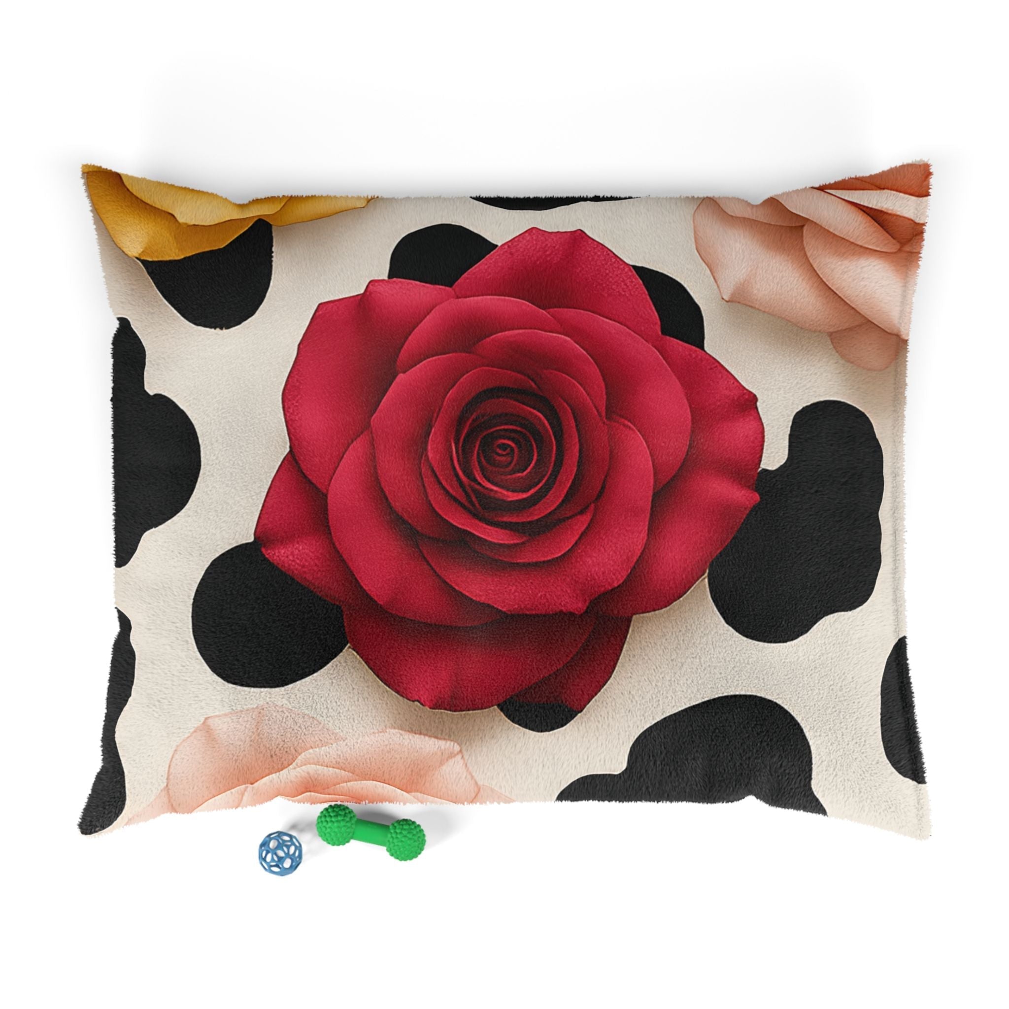 Red Rose x Cow Print Pet Bed, Artsulli - Art is Long, Life is Short, Pets, Size, 50" × 40", , , , , 13440591586337503245