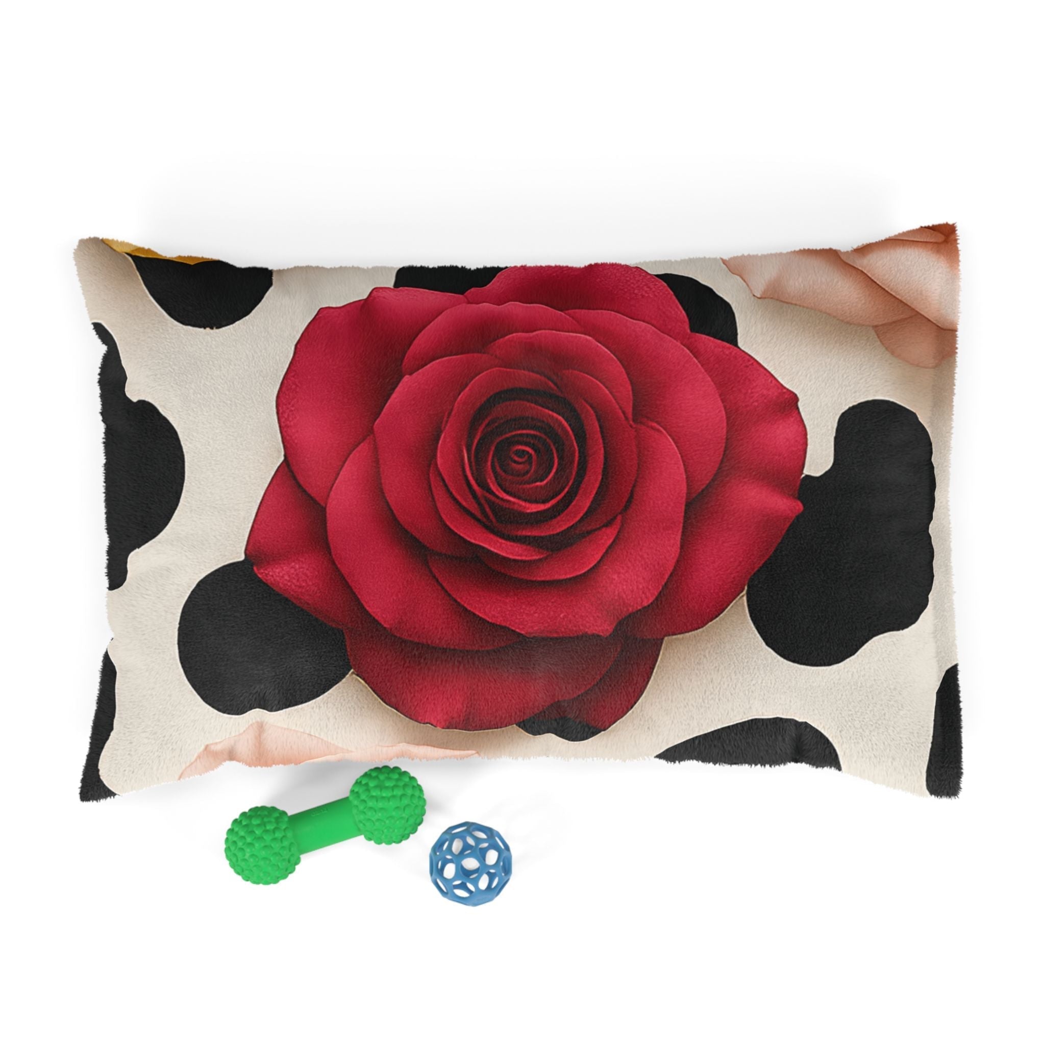 Red Rose x Cow Print Pet Bed, Artsulli - Art is Long, Life is Short, Pets, Size, 28" × 18", , , , , 14767016801191369700