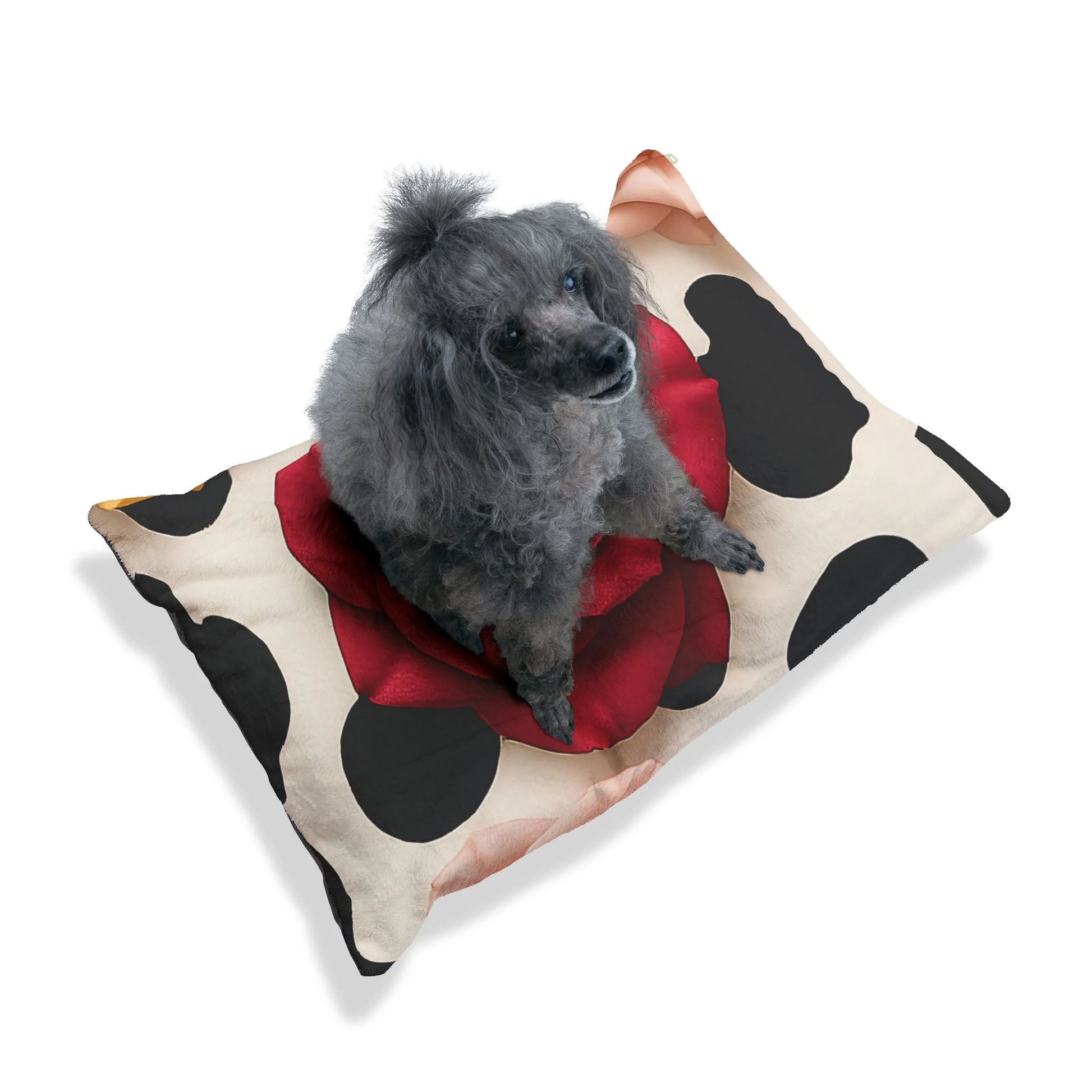 Printify Red Rose x Cow Print Pet Bed 2025