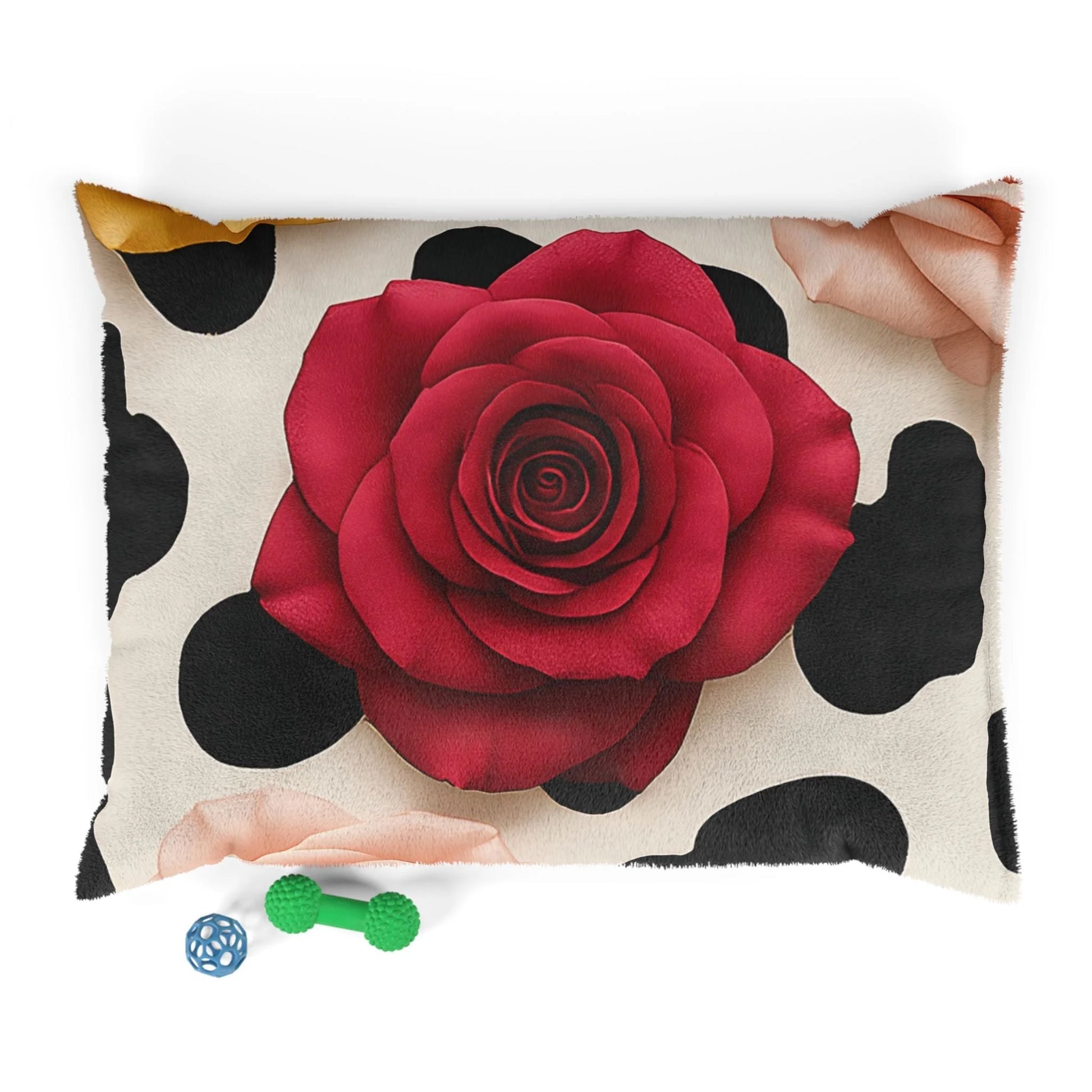 Printify Red Rose x Cow Print Pet Bed 2025