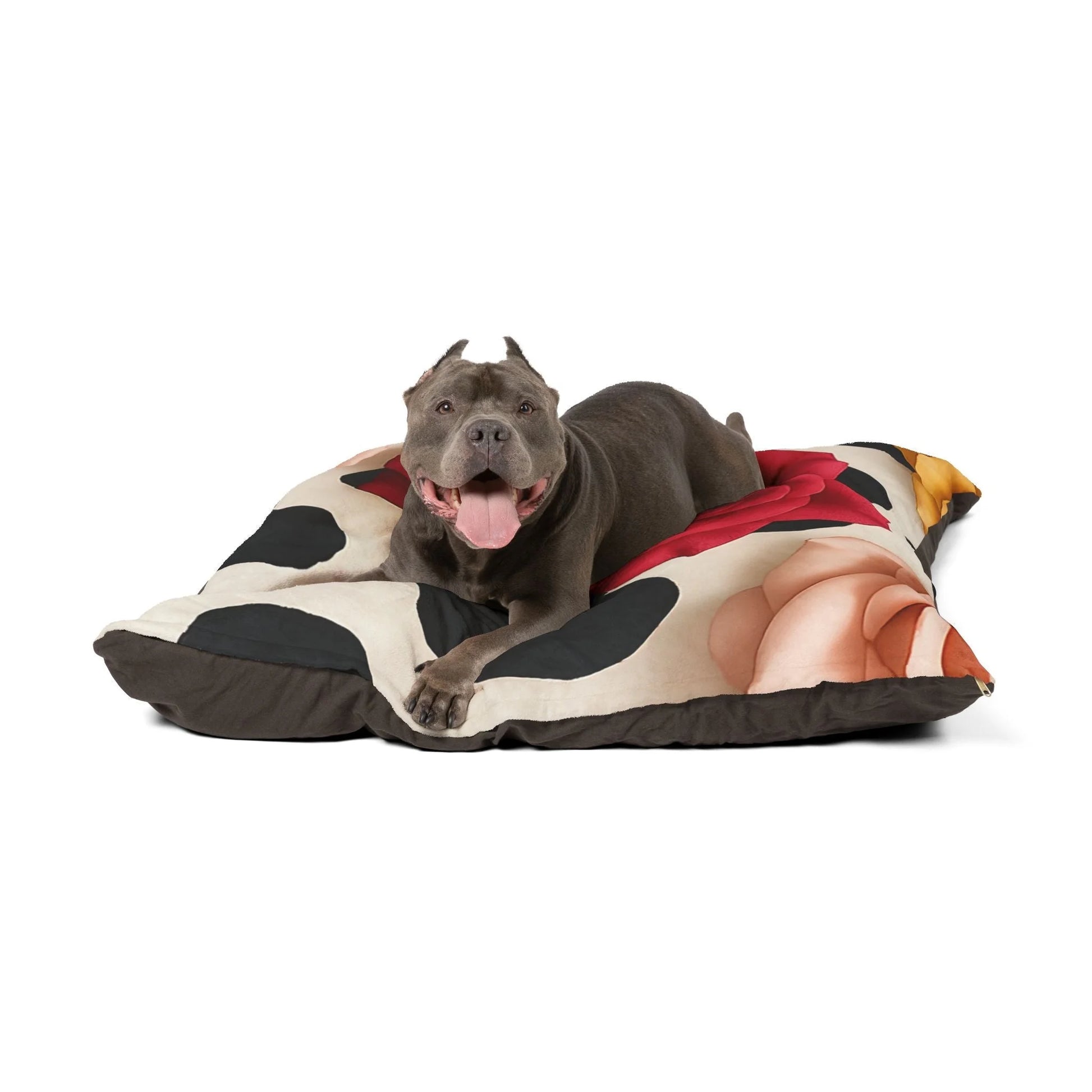 Printify Red Rose x Cow Print Pet Bed 2025