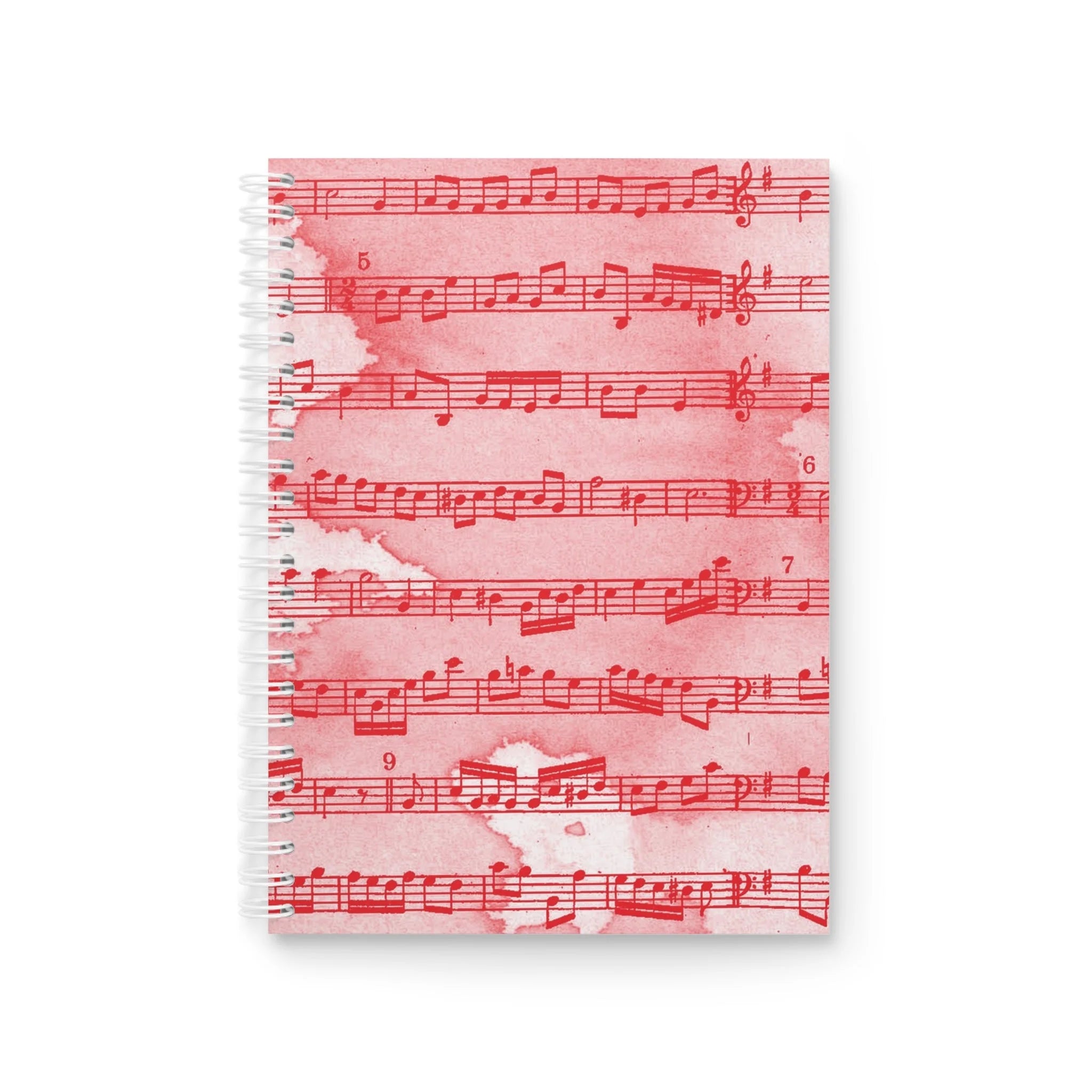 Red Watercolor Musical Notation Spiral Notebook, Artsulli - Art is Long, Life is Short, Paper products, Size, One Size, , , , , 16052343393090693234