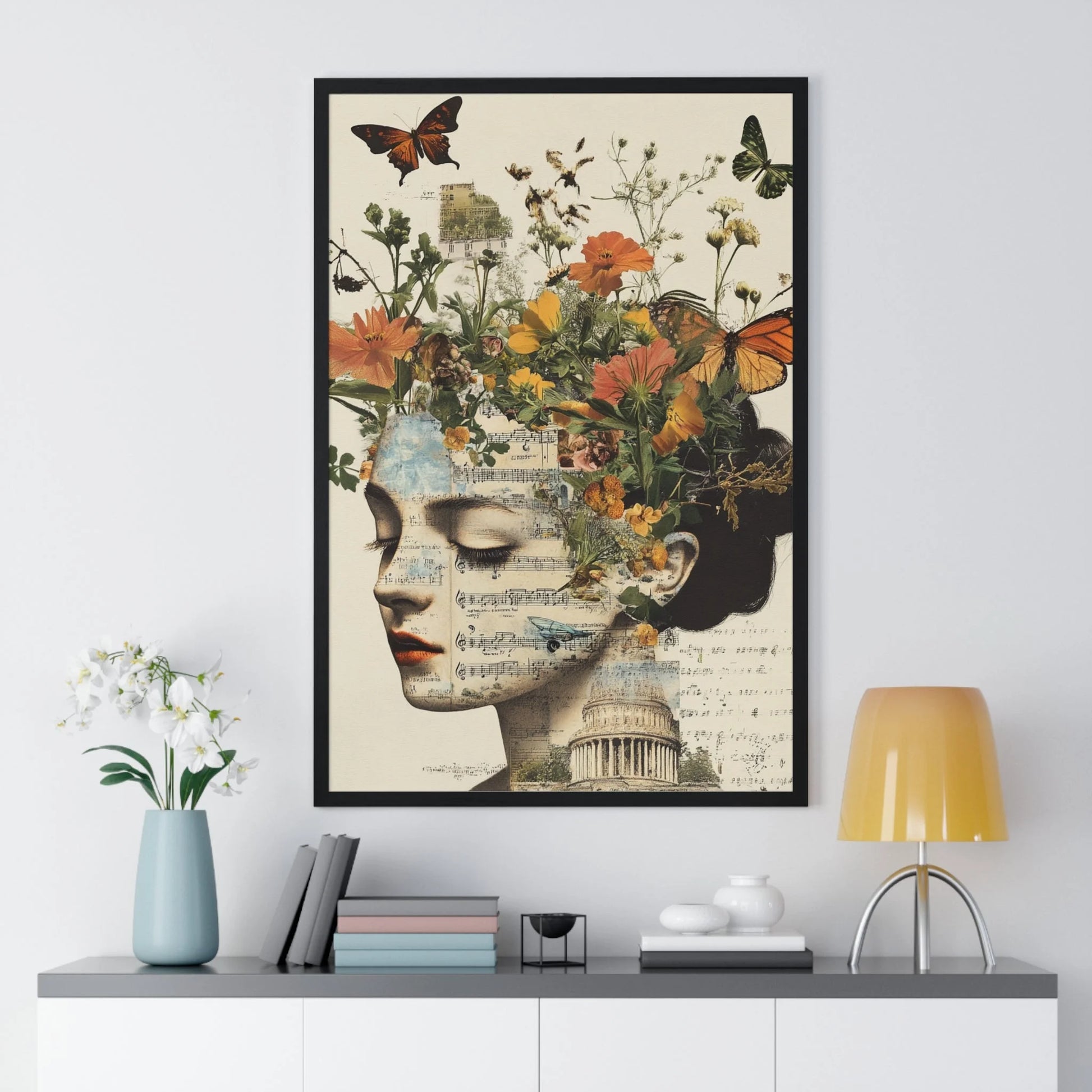 Buy The Best framed floral portrait architectural elements By Artsulli x Color Printify - Retro Blooming Framed Art Print - 2025