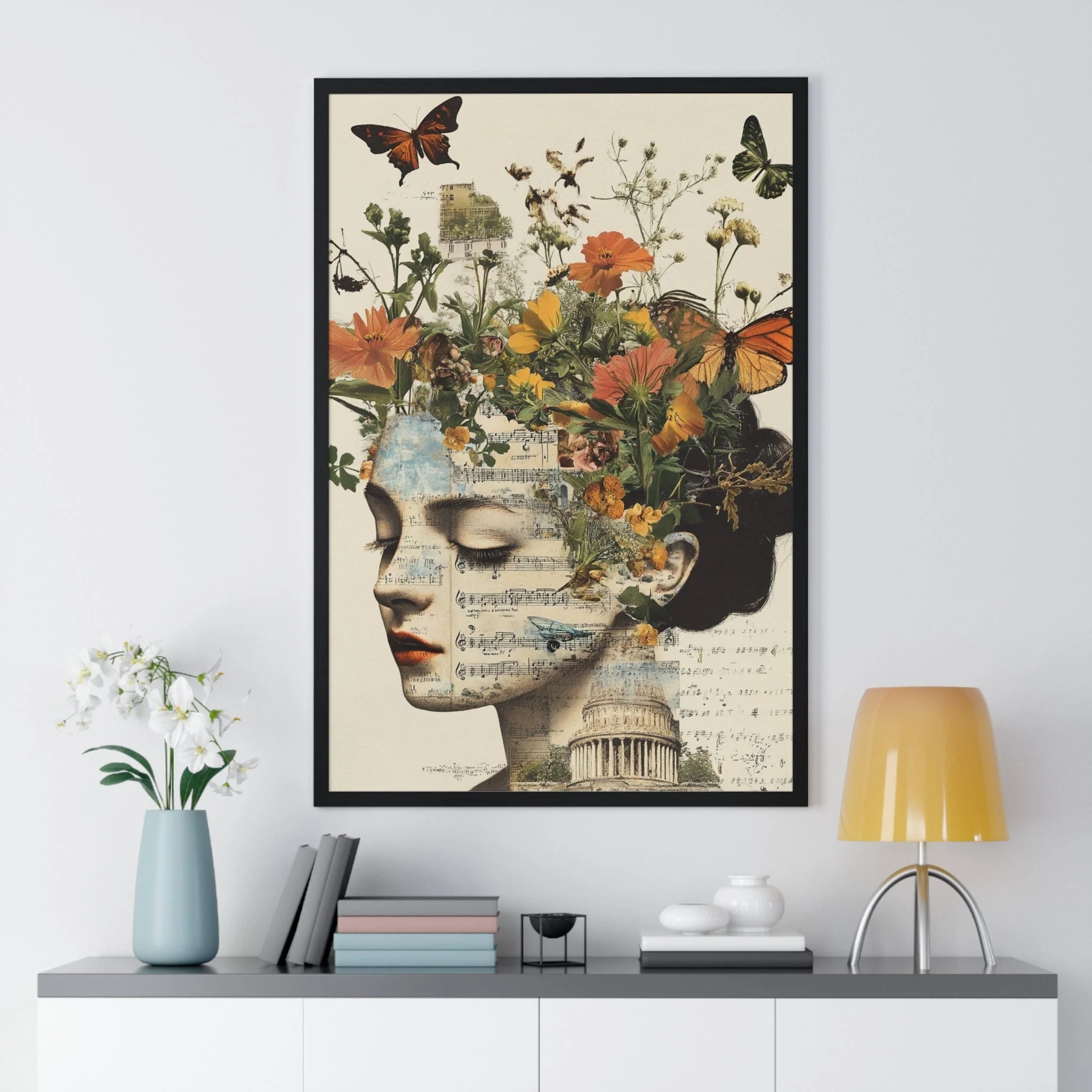 Buy The Best framed floral portrait architectural elements By Artsulli x Color Printify - Retro Blooming Framed Art Print - 2025