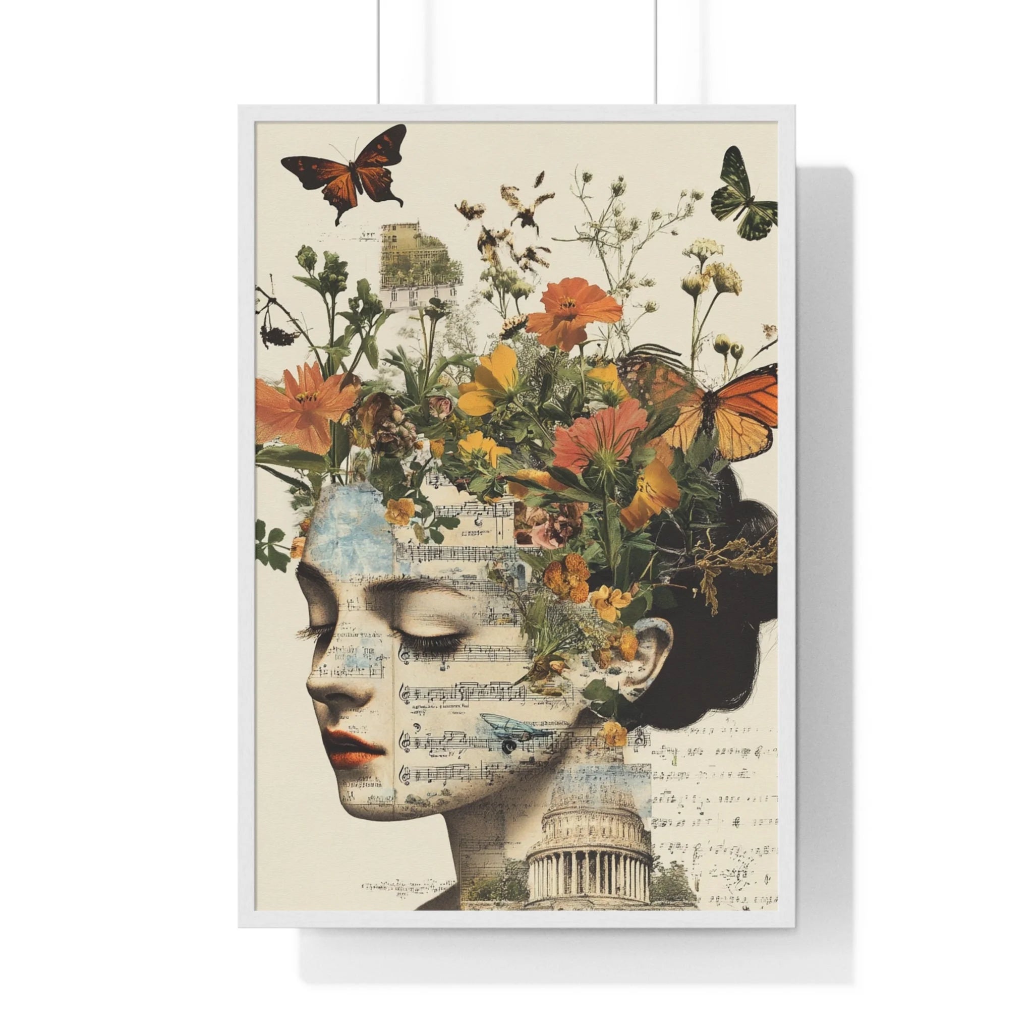 Buy The Best beige floral butterfly print canvas By Artsulli x Color Printify - Retro Blooming Framed Art Print - 2025