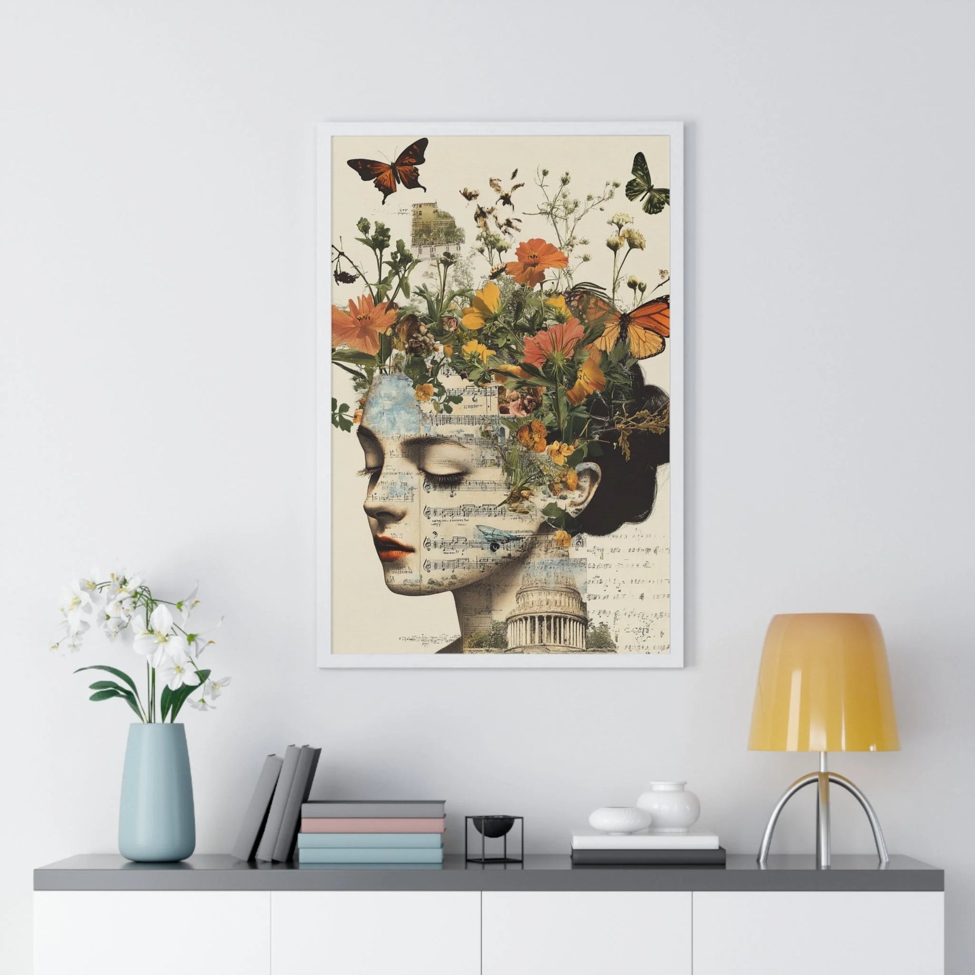 Buy The Best beige floral portrait wall art By Artsulli x Color Printify - Retro Blooming Framed Art Print - 2025